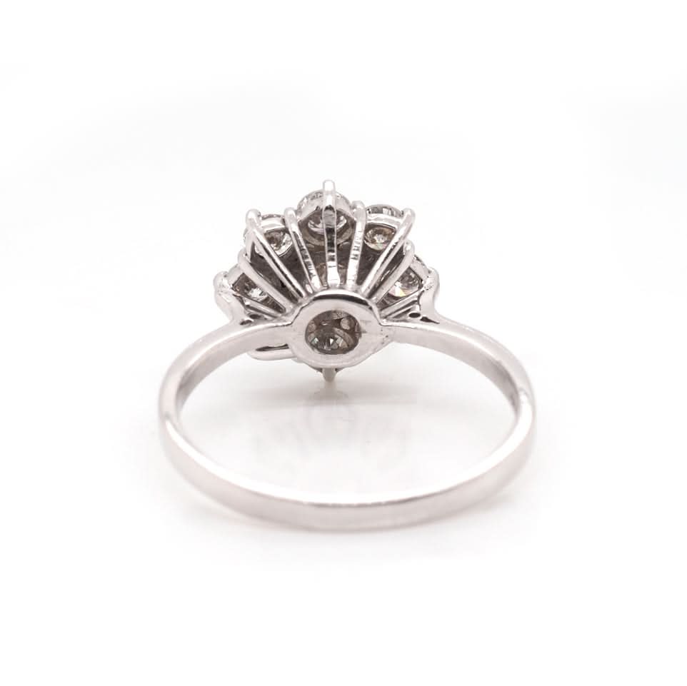 Ogden of Harrogate Jewellery 18ct White Gold Diamond Cluster Ring with Centre Stone and Eight Surrounding Diamonds
