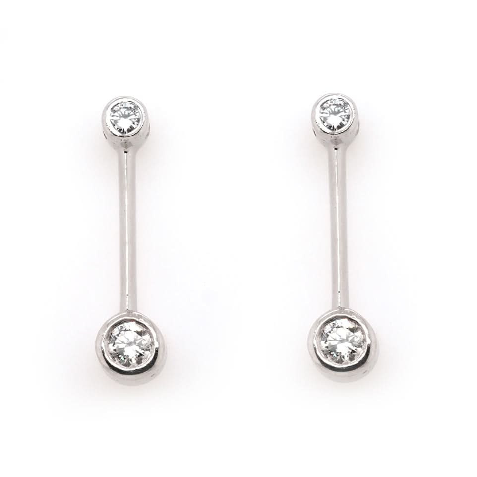Ogden of Harrogate Jewellery 18ct White Gold Diamond Drop Earrings