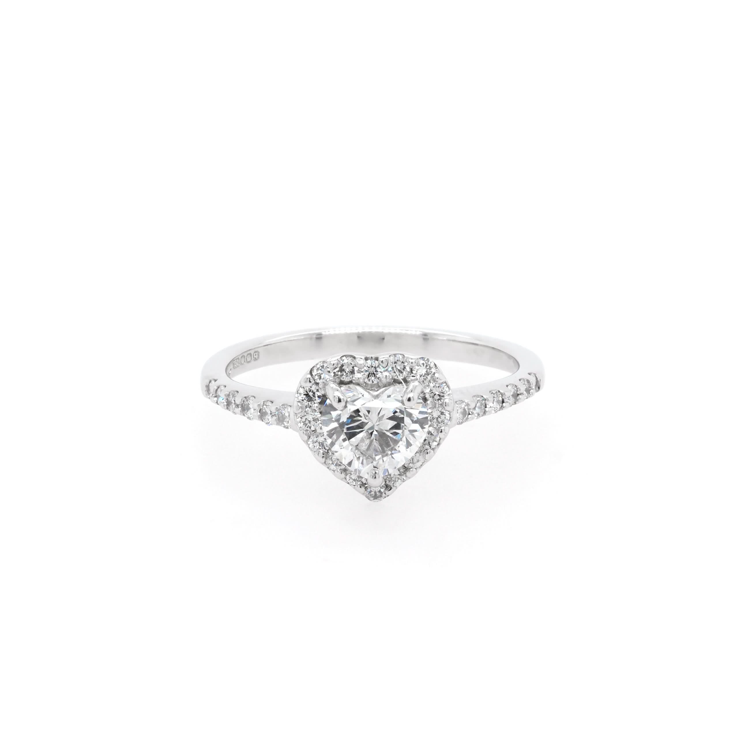 Ogden of Harrogate Jewellery 18ct White Gold Diamond Heart Halo Ring