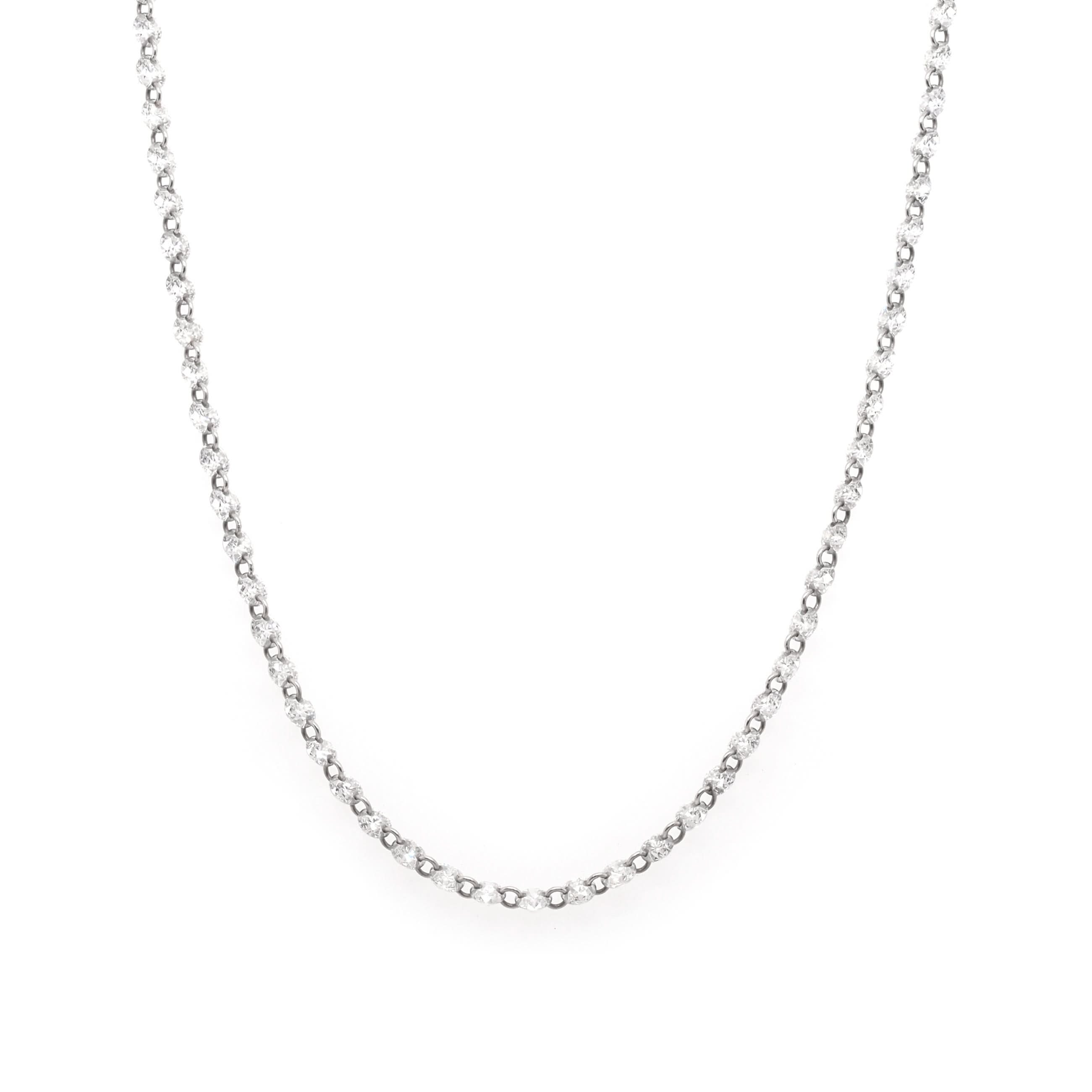 Ogden of Harrogate Jewellery 18ct White Gold Diamond-Link Fine Chain Necklace