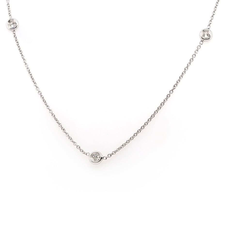Ogden Of Harrogate Jewellery 18ct White Gold Diamond-Set Chain Necklace with Six Equally Spaced Diamonds