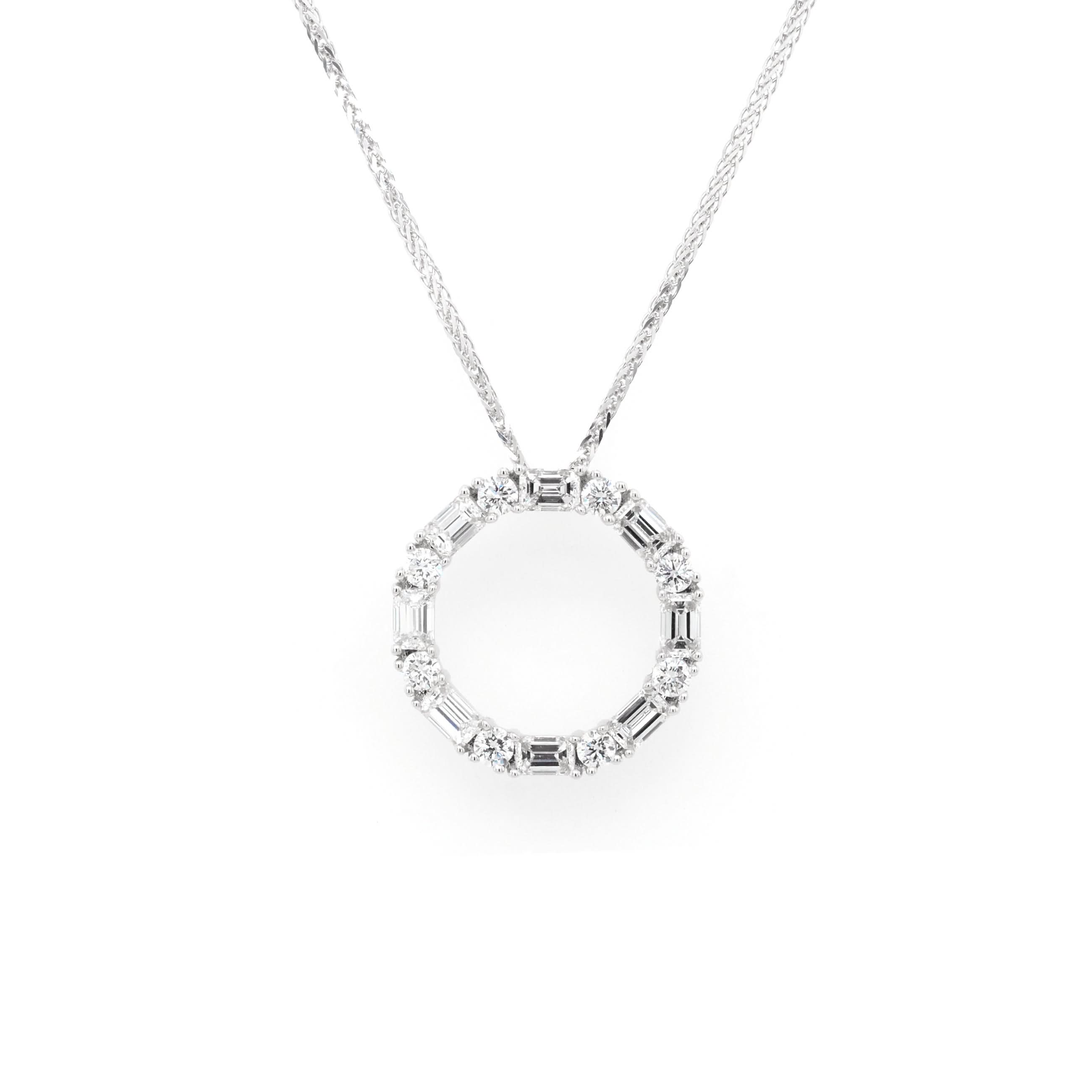 Ogden of Harrogate Jewellery 18ct White Gold Diamond-Set Circle Pendant