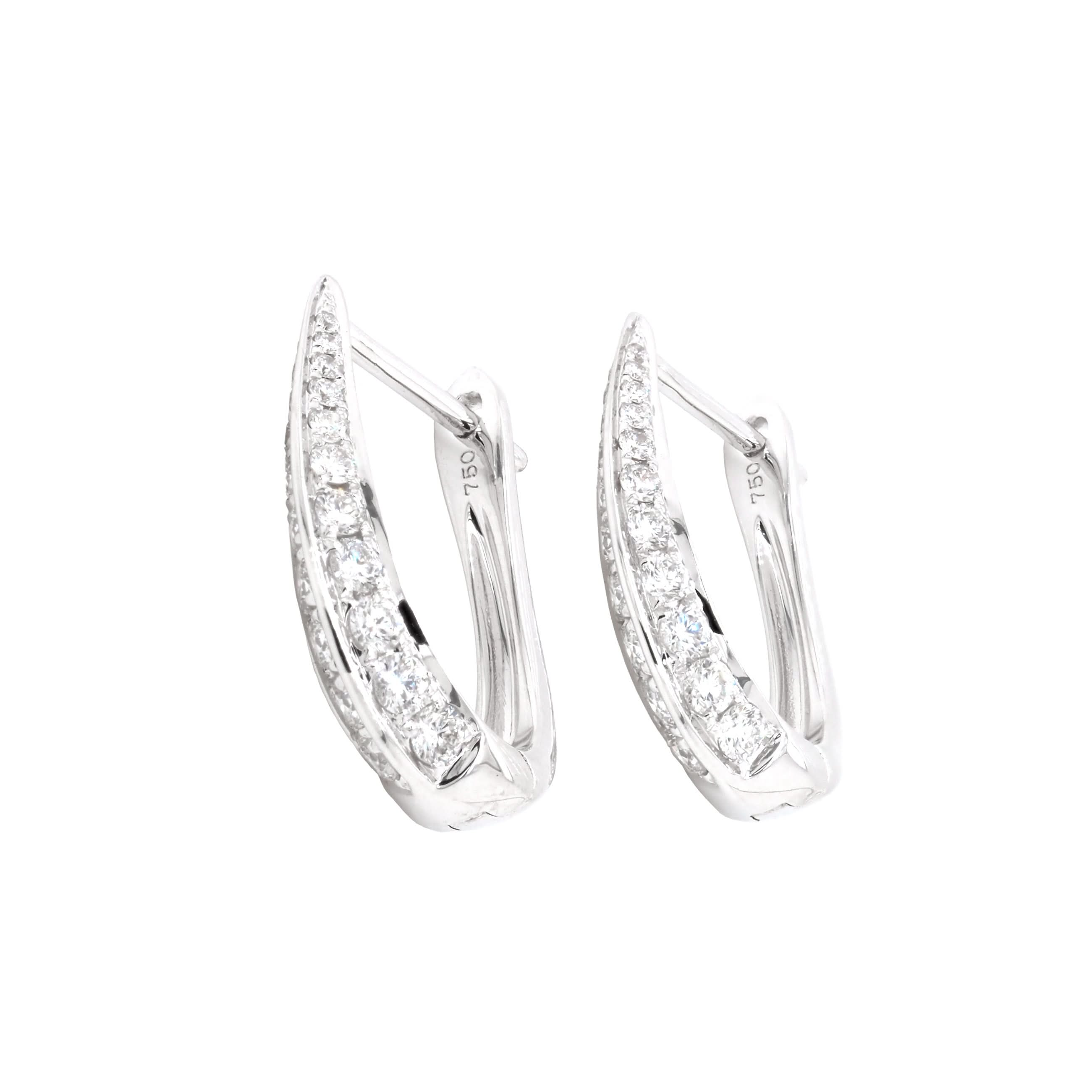 Ogden of Harrogate Jewellery 18ct White Gold Diamond-Set Hinged Horseshoe Earrings