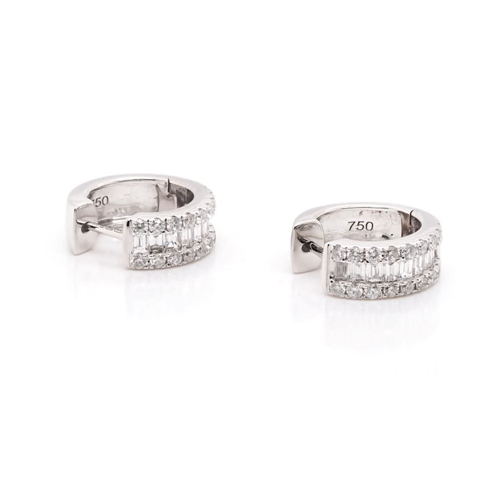 Ogden of Harrogate Jewellery 18ct White Gold Diamond Set Huggie Earrings