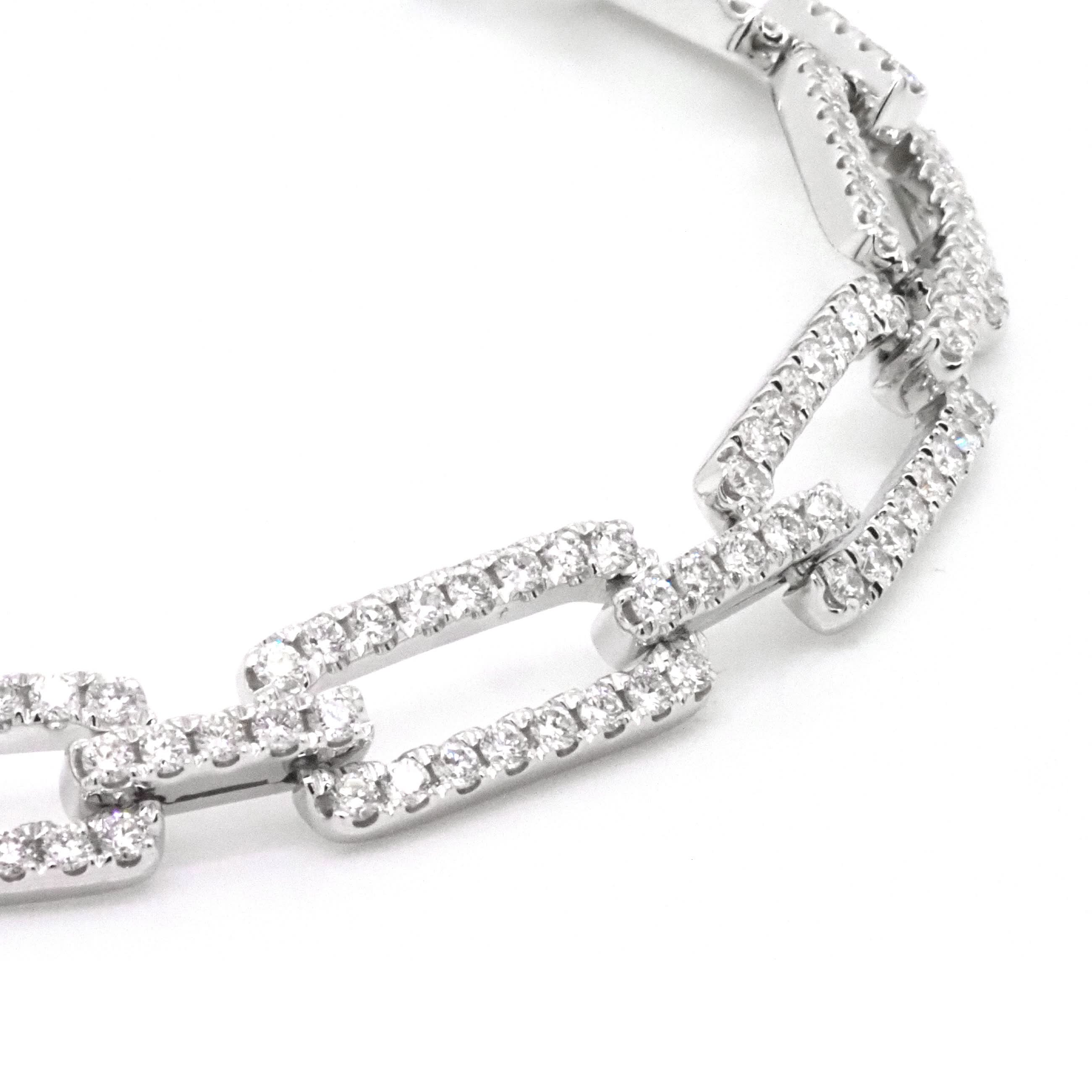 Ogden of Harrogate Jewellery 18ct White Gold Diamond-Set Rectangular Link Bracelet