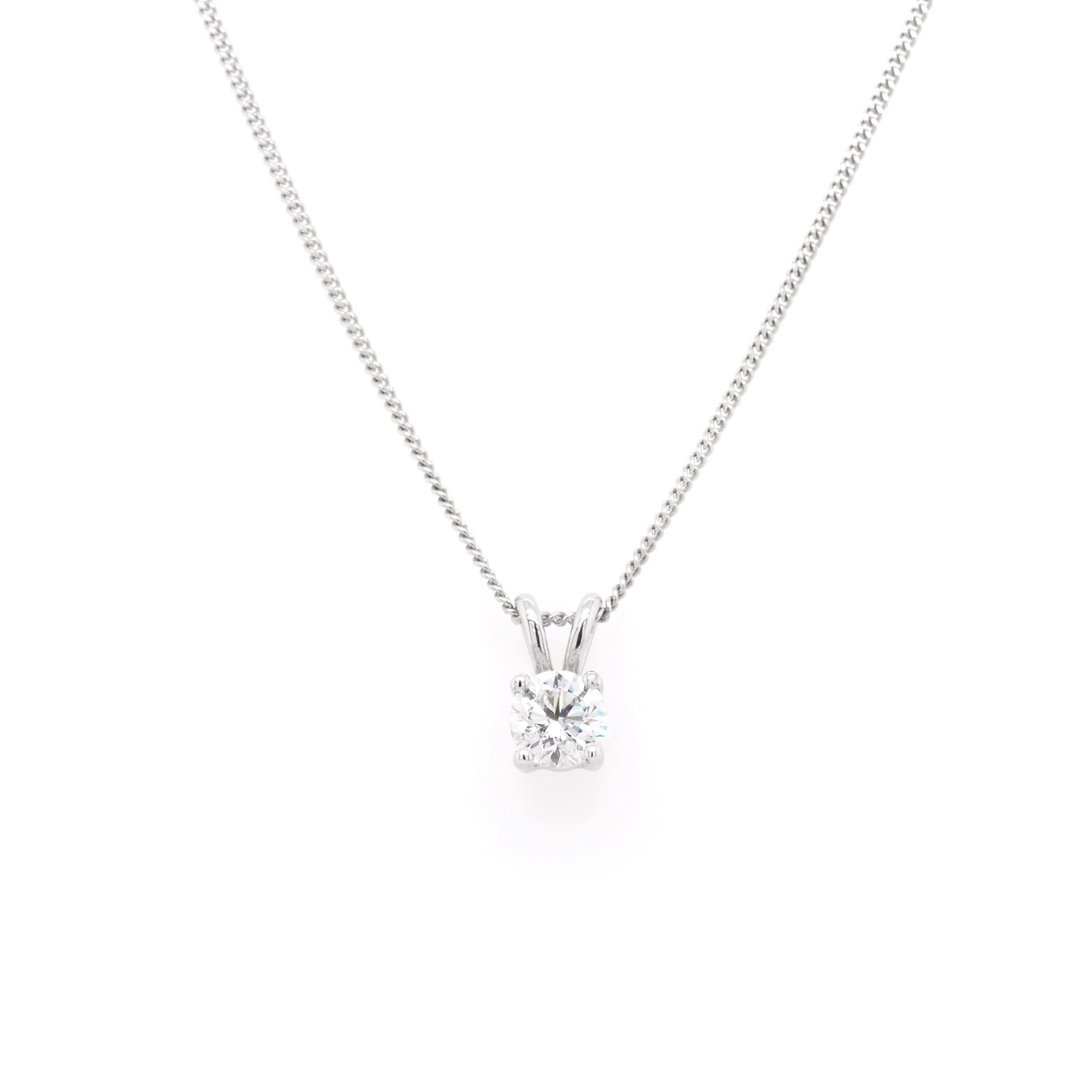 Ogden of Harrogate Jewellery 18ct White Gold Diamond Single Stone Pendant, 0.70ct