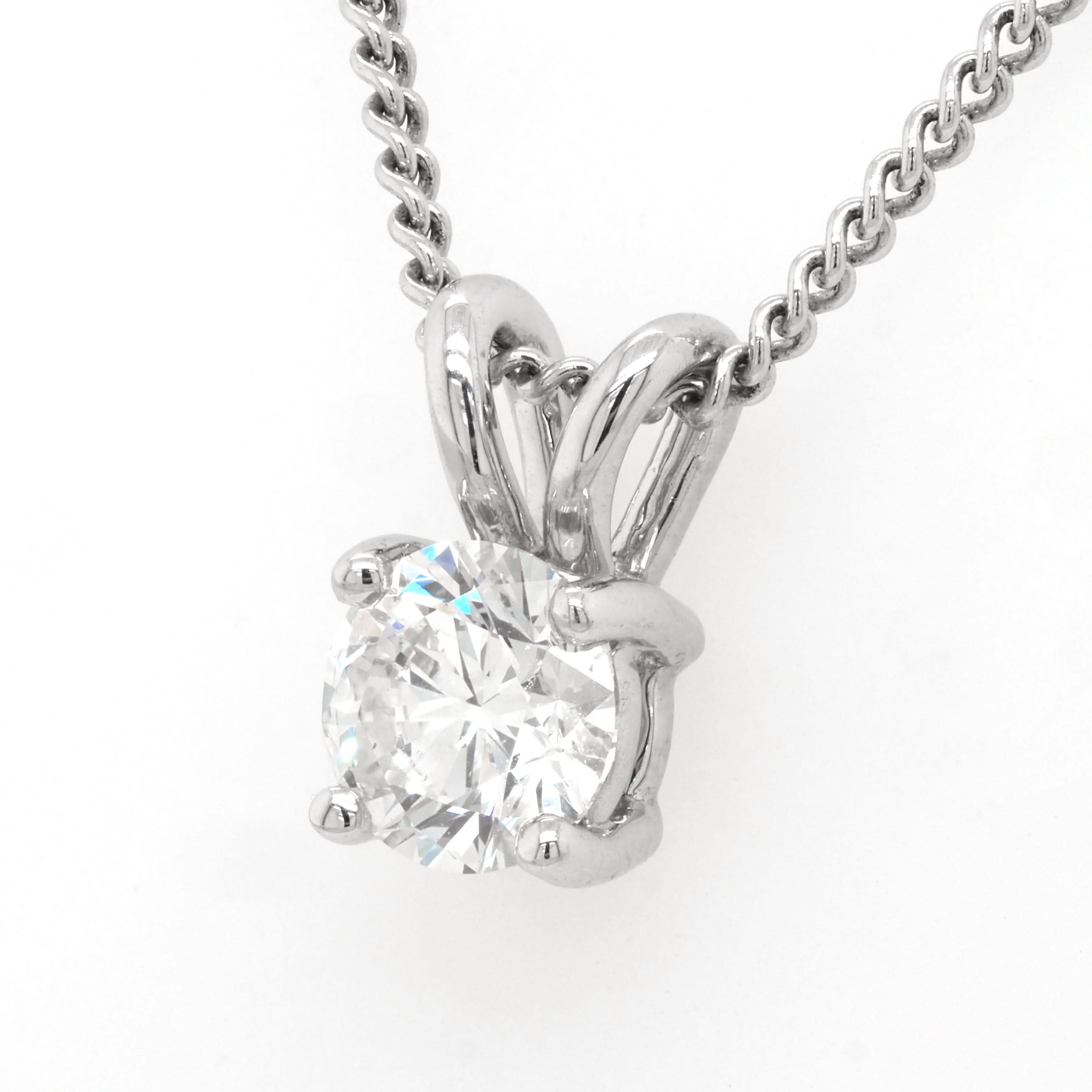 Ogden of Harrogate Jewellery 18ct White Gold Diamond Single Stone Pendant, 0.80ct