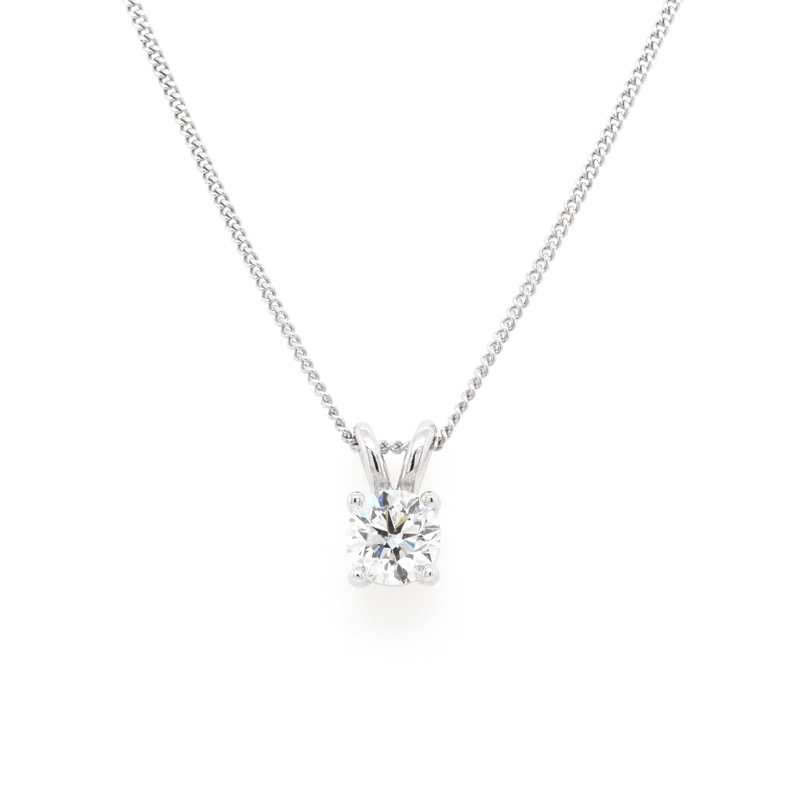 Ogden of Harrogate Jewellery 18ct White Gold Diamond Single Stone Pendant, 1.00ct