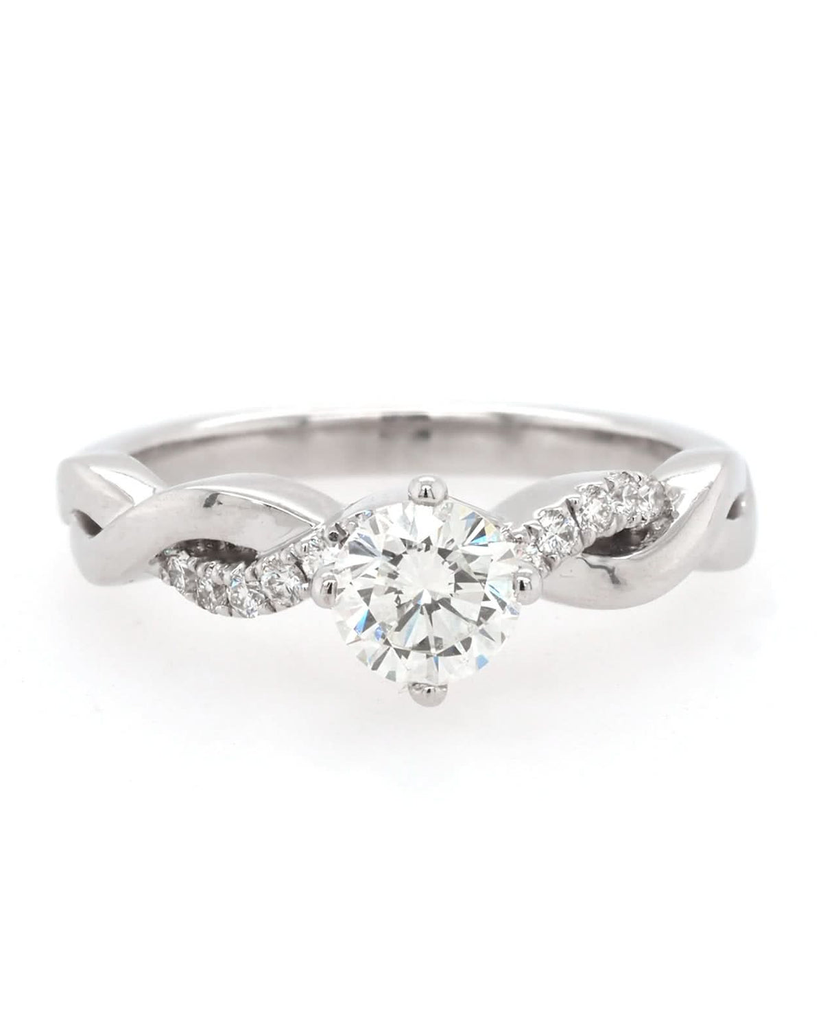 Ogden of Harrogate Jewellery 18ct White Gold Diamond Solitaire Twist Ring
