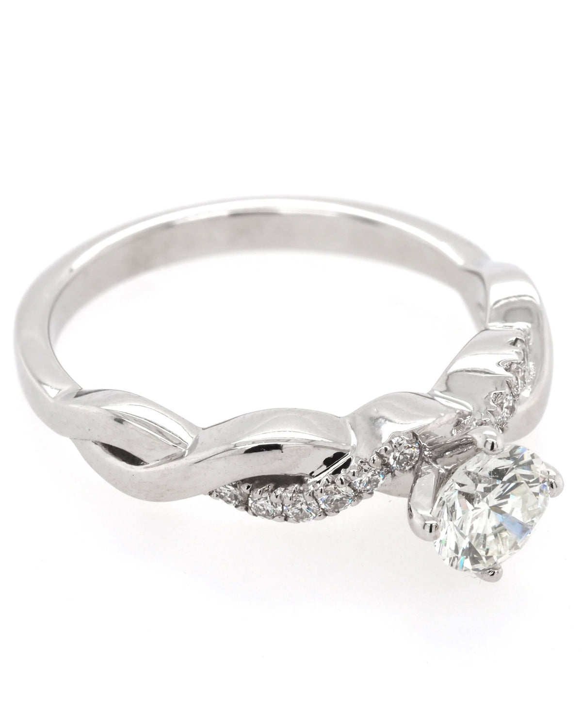 Ogden of Harrogate Jewellery 18ct White Gold Diamond Solitaire Twist Ring