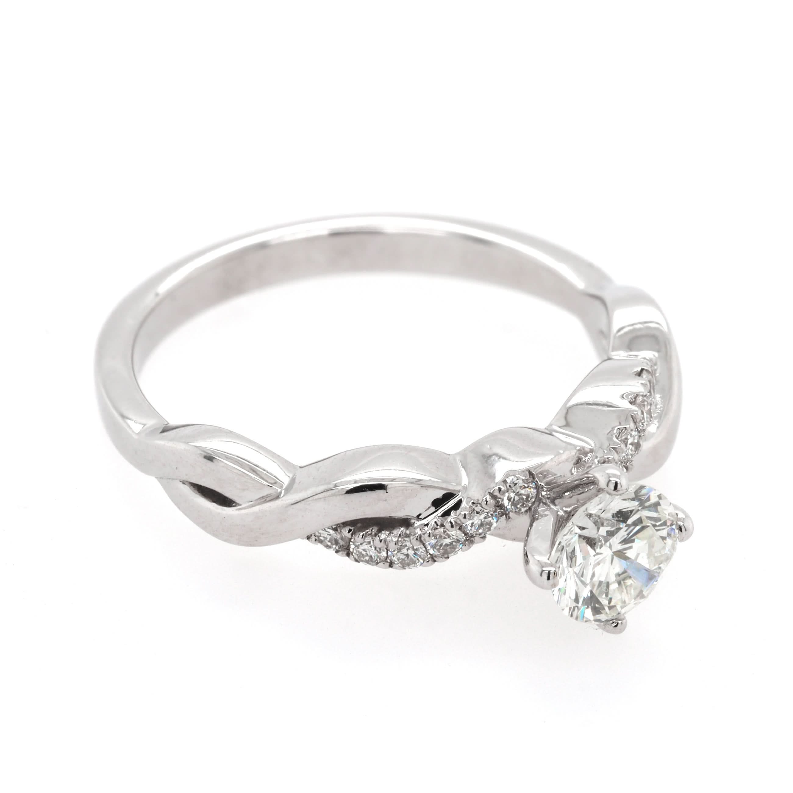 Ogden of Harrogate Jewellery 18ct White Gold Diamond Solitaire Twist Ring
