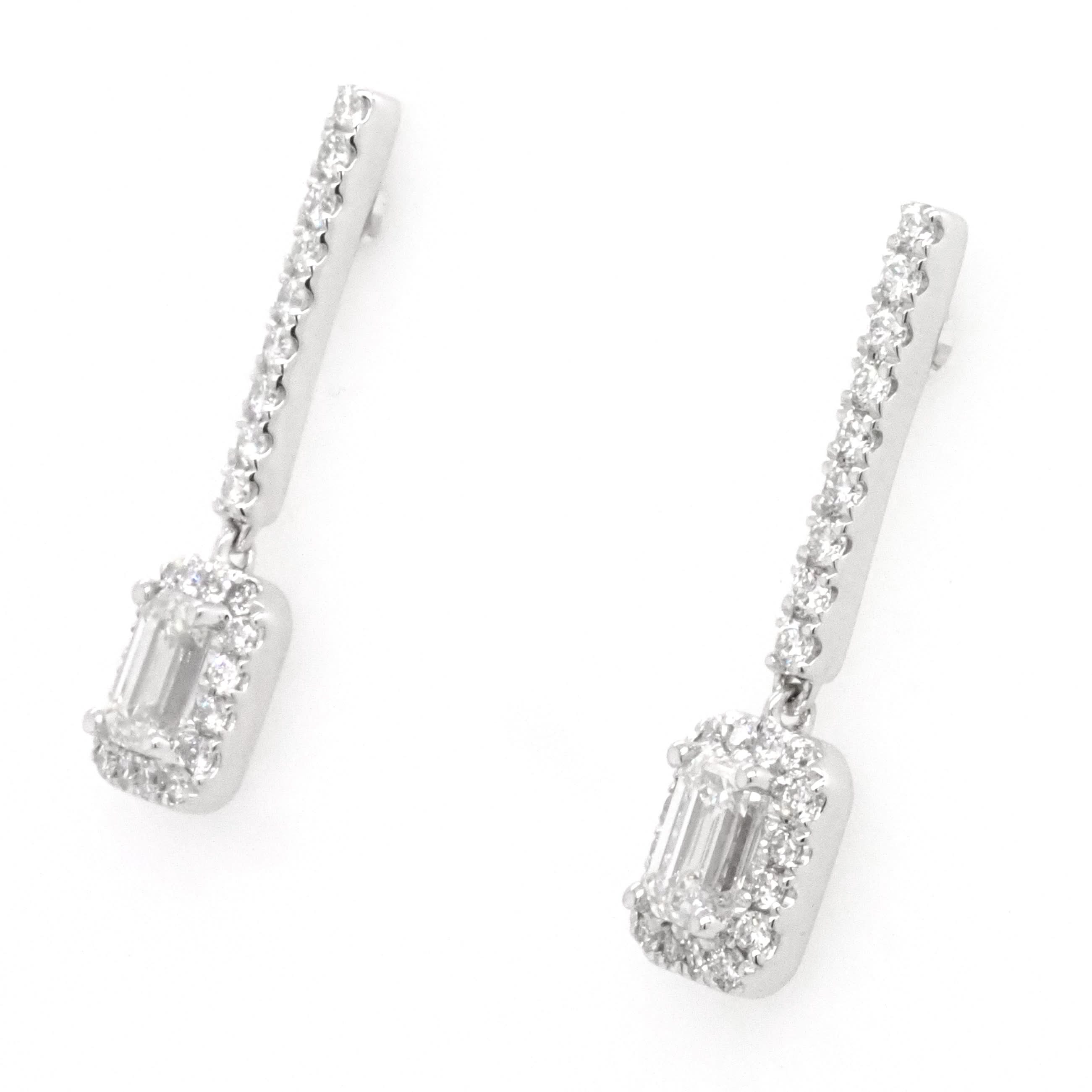 Ogden of Harrogate Jewellery 18ct White Gold Diamond Square Cluster Drop Earrings