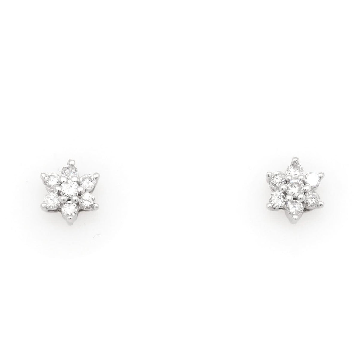 Ogden of Harrogate Jewellery 18ct White Gold Floral Diamond Stud Earrings