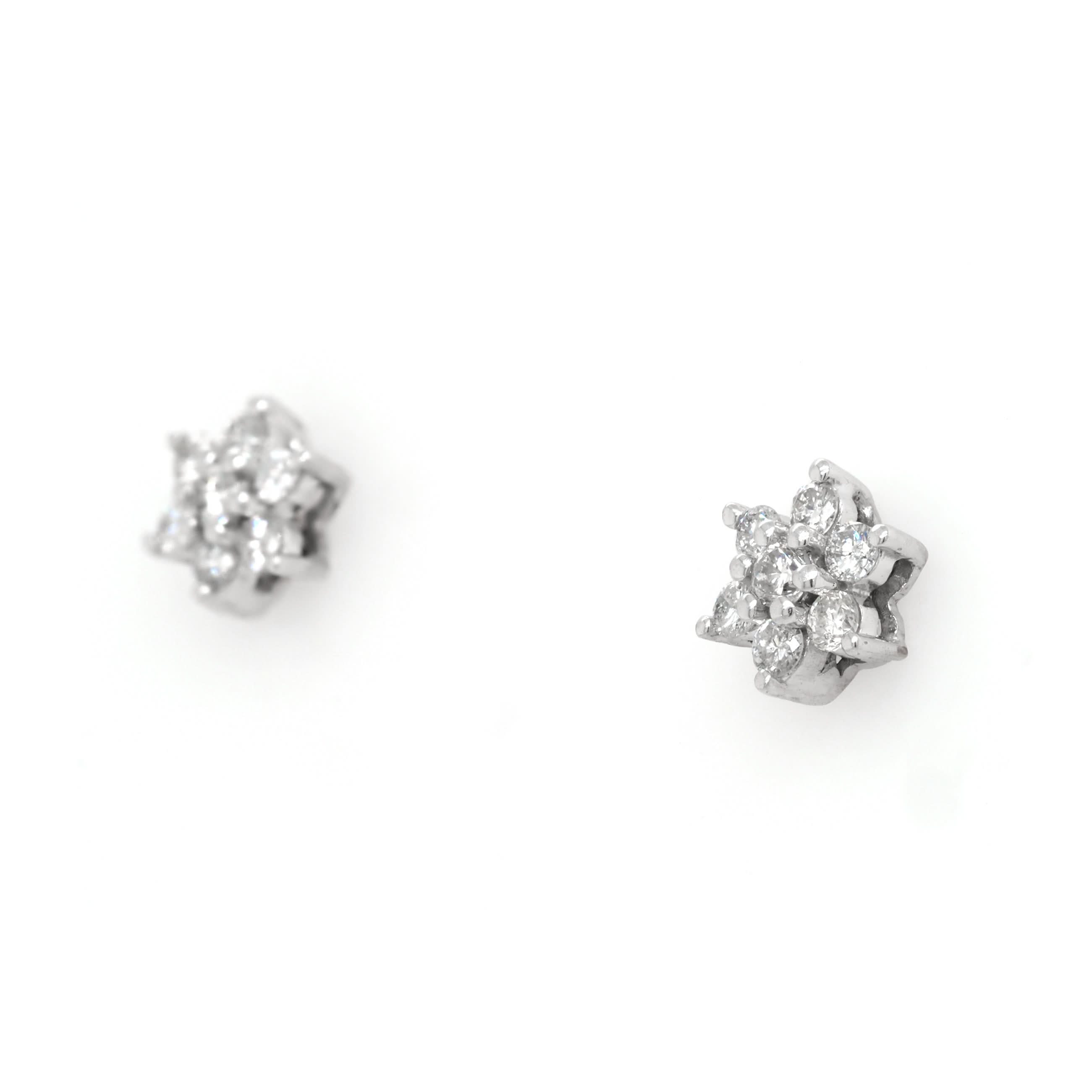 Ogden of Harrogate Jewellery 18ct White Gold Floral Diamond Stud Earrings