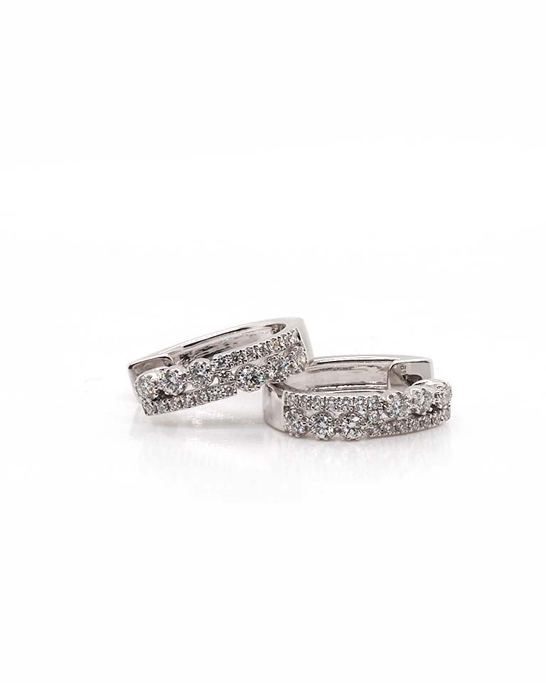 Ogden of Harrogate Jewellery 18ct White Gold Horseshoe-Shaped Diamond Set Hinged Hoop Earrings