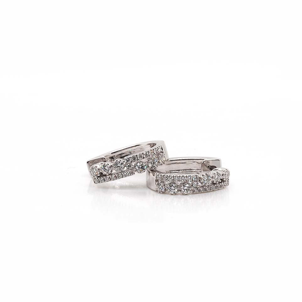 Ogden of Harrogate Jewellery 18ct White Gold Horseshoe-Shaped Diamond Set Hinged Hoop Earrings