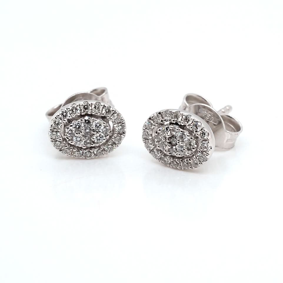 Ogden of Harrogate Jewellery 18ct White Gold Oval Diamond Cluster Earrings