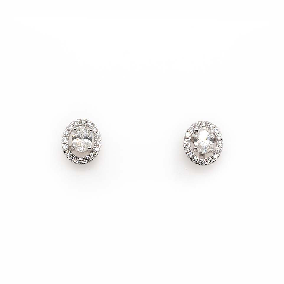 Ogden of Harrogate Jewellery 18ct White Gold Oval Diamond Earrings with Detachable Diamond-Set Collar