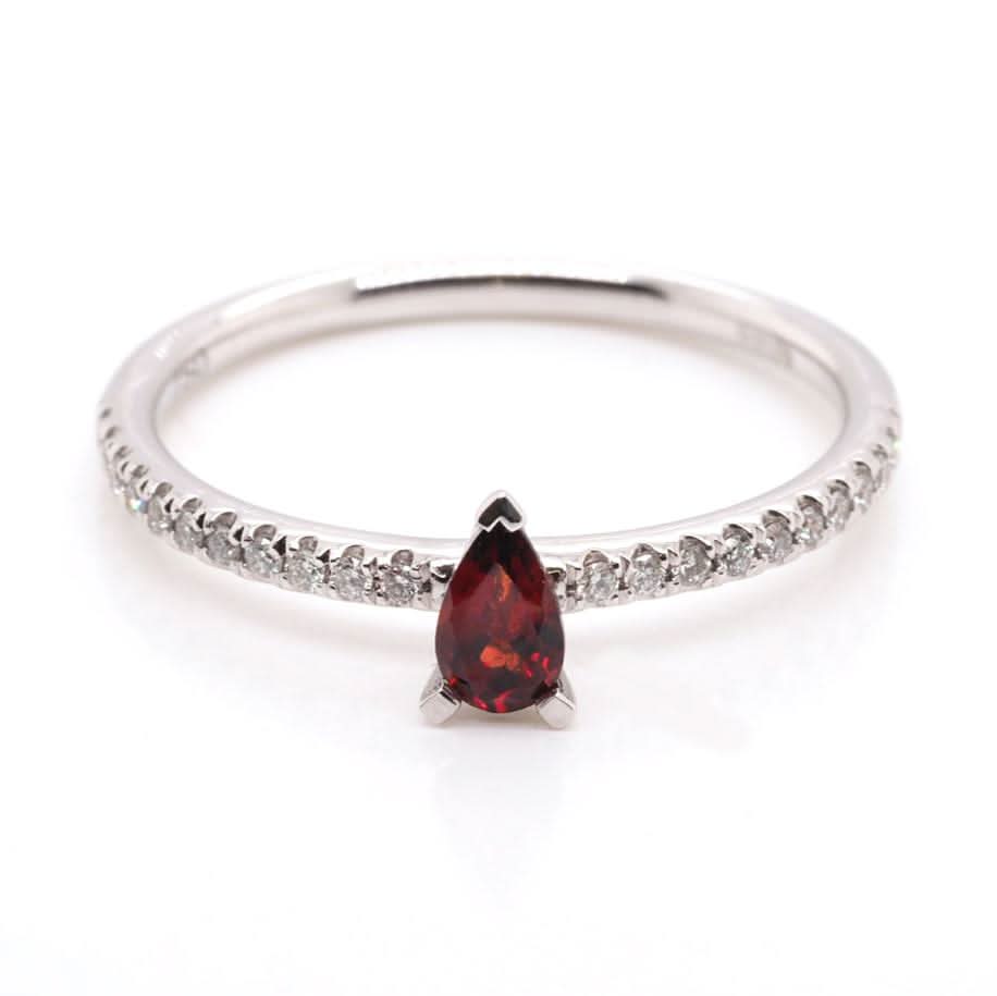 Ogden of Harrogate Jewellery 18ct White Gold Pear-Shaped Garnet Ring