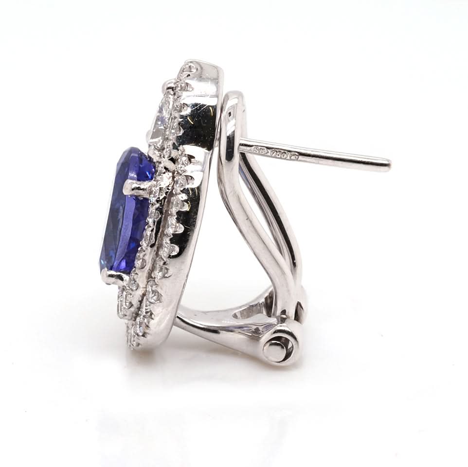 Ogden of Harrogate Jewellery 18ct White Gold Pear-Shaped Tanzanite and Diamond Cluster Earrings