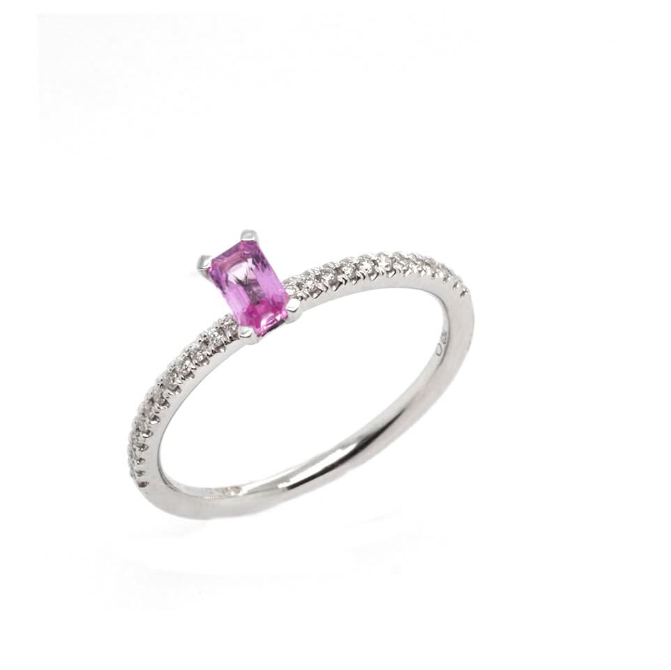 Ogden of Harrogate Jewellery 18ct White Gold Pink Sapphire & Diamond Ring