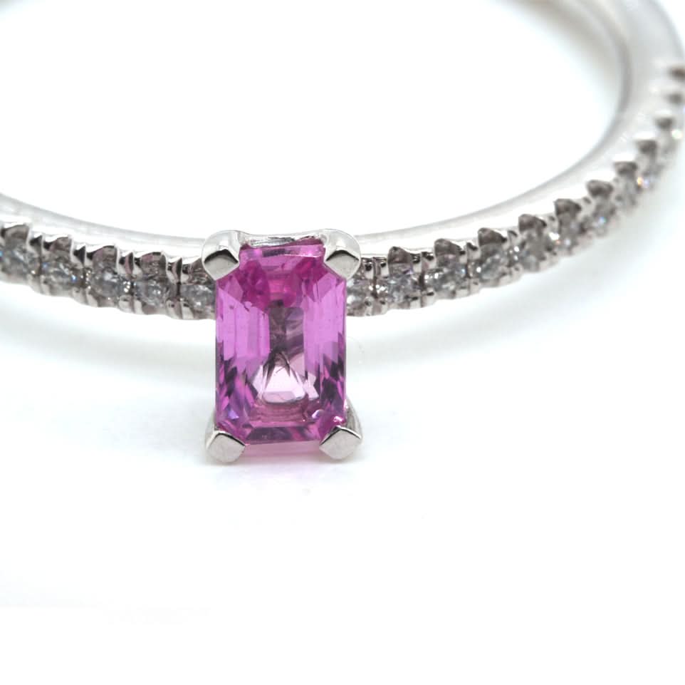 Ogden of Harrogate Jewellery 18ct White Gold Pink Sapphire & Diamond Ring