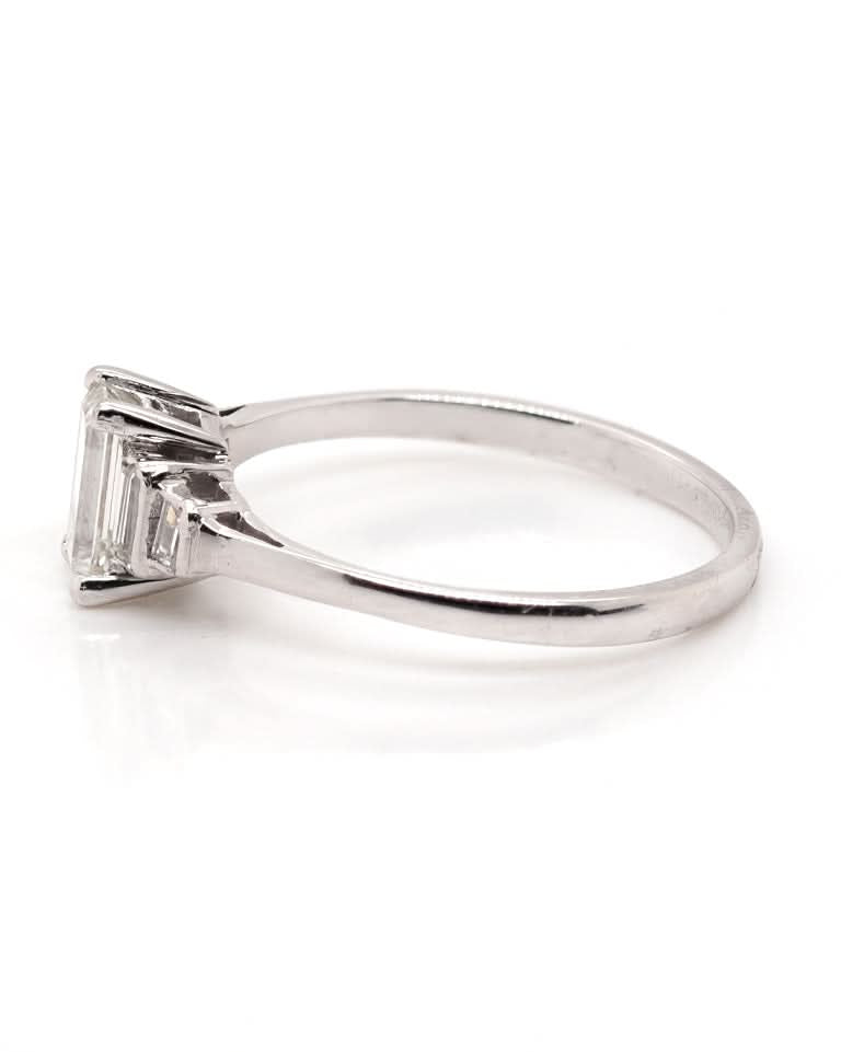 Ogden of Harrogate Jewellery 18ct White Gold & Platinum Emerald Cut Diamond Ring