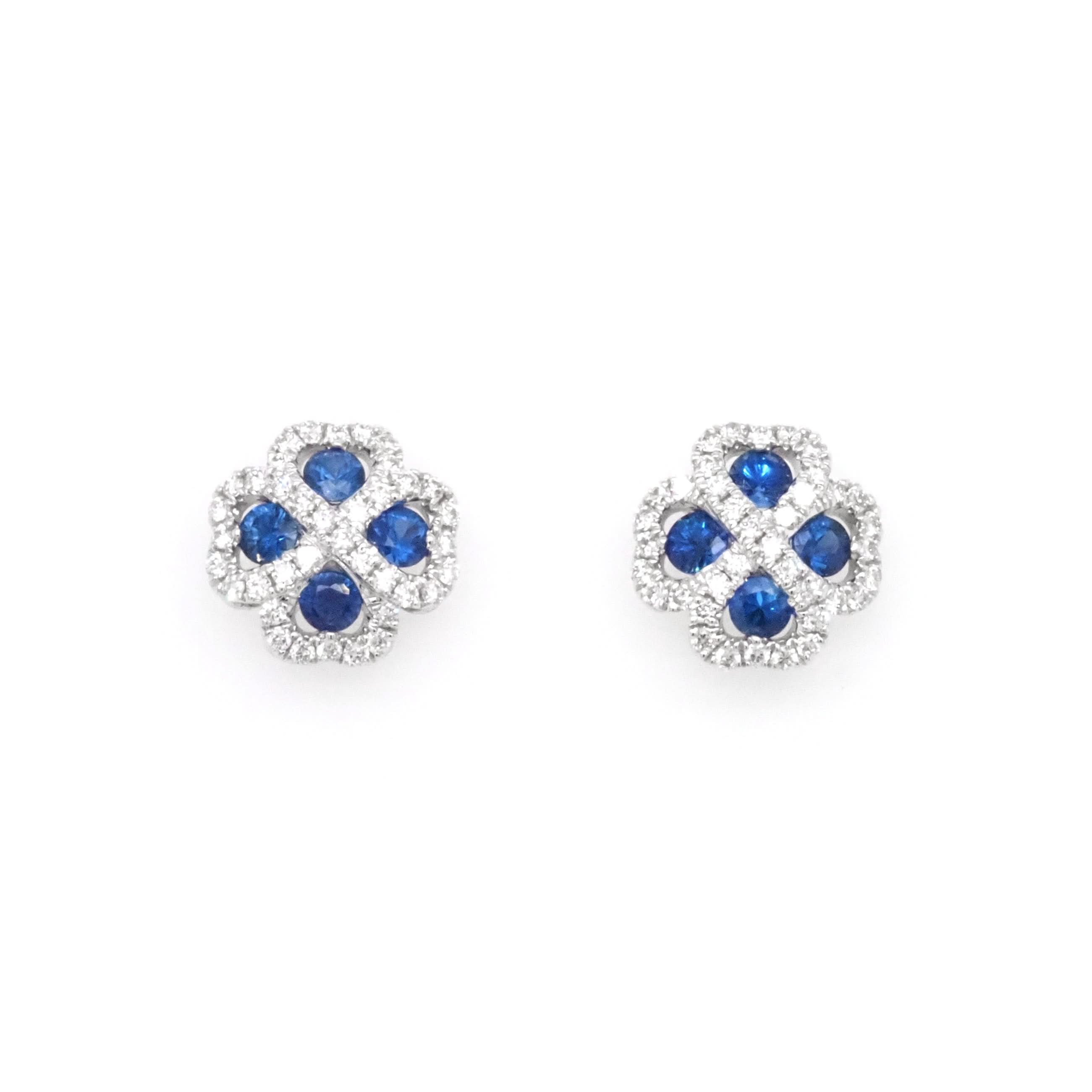 Ogden of Harrogate Jewellery 18ct White Gold Sapphire and Diamond Cluster Earrings