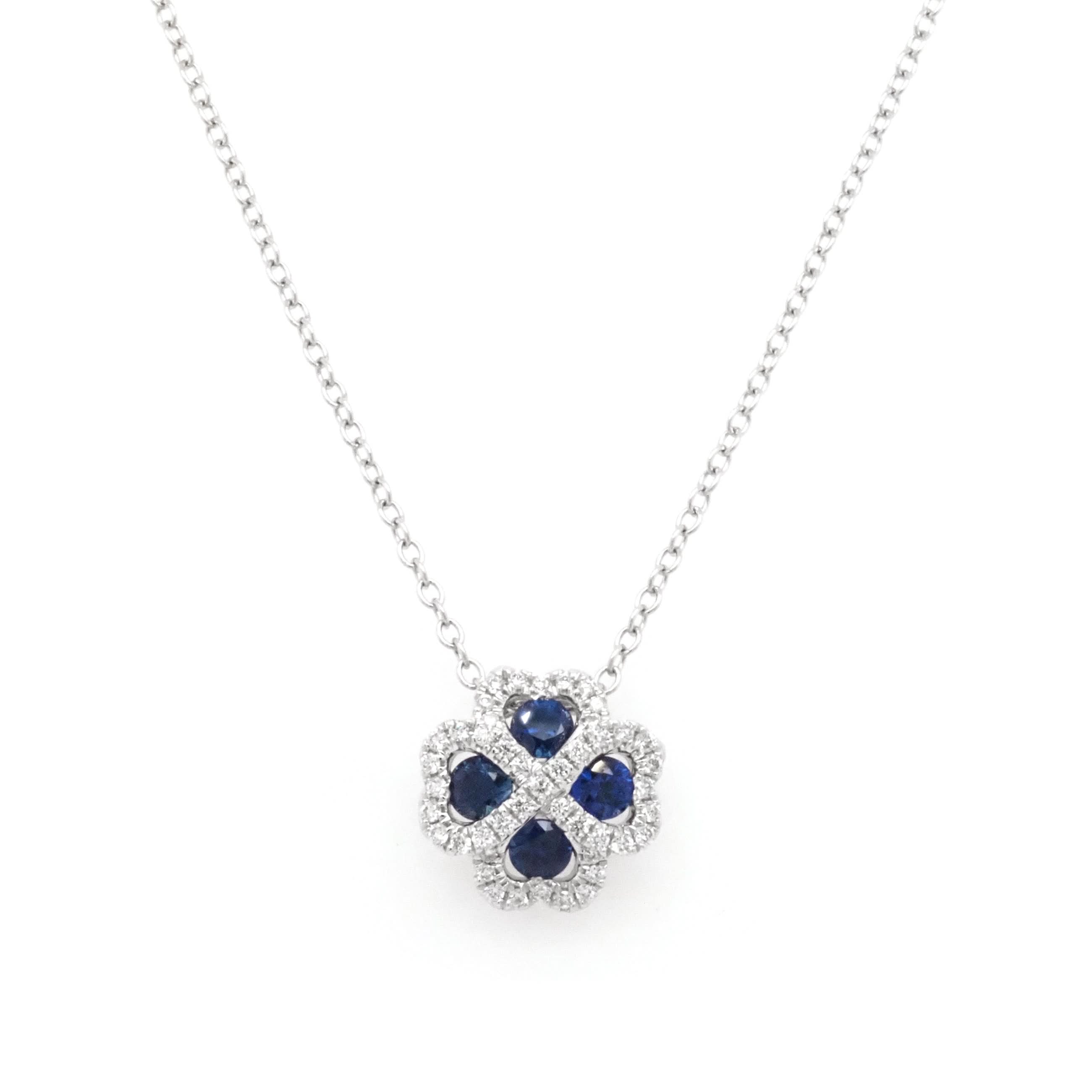 Ogden of Harrogate Jewellery 18ct White Gold Sapphire and Diamond-Set Cluster Pendant