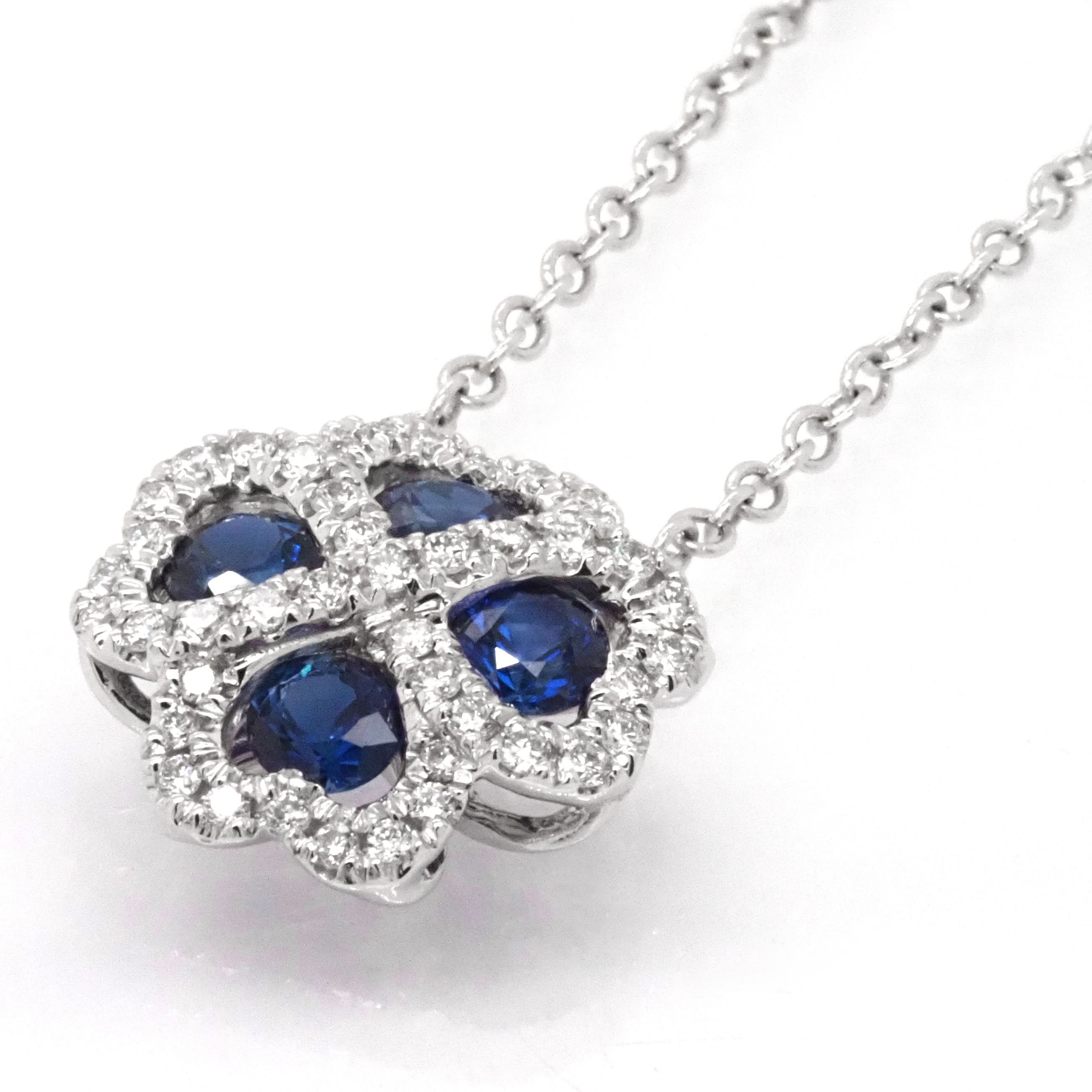 Ogden of Harrogate Jewellery 18ct White Gold Sapphire and Diamond-Set Cluster Pendant