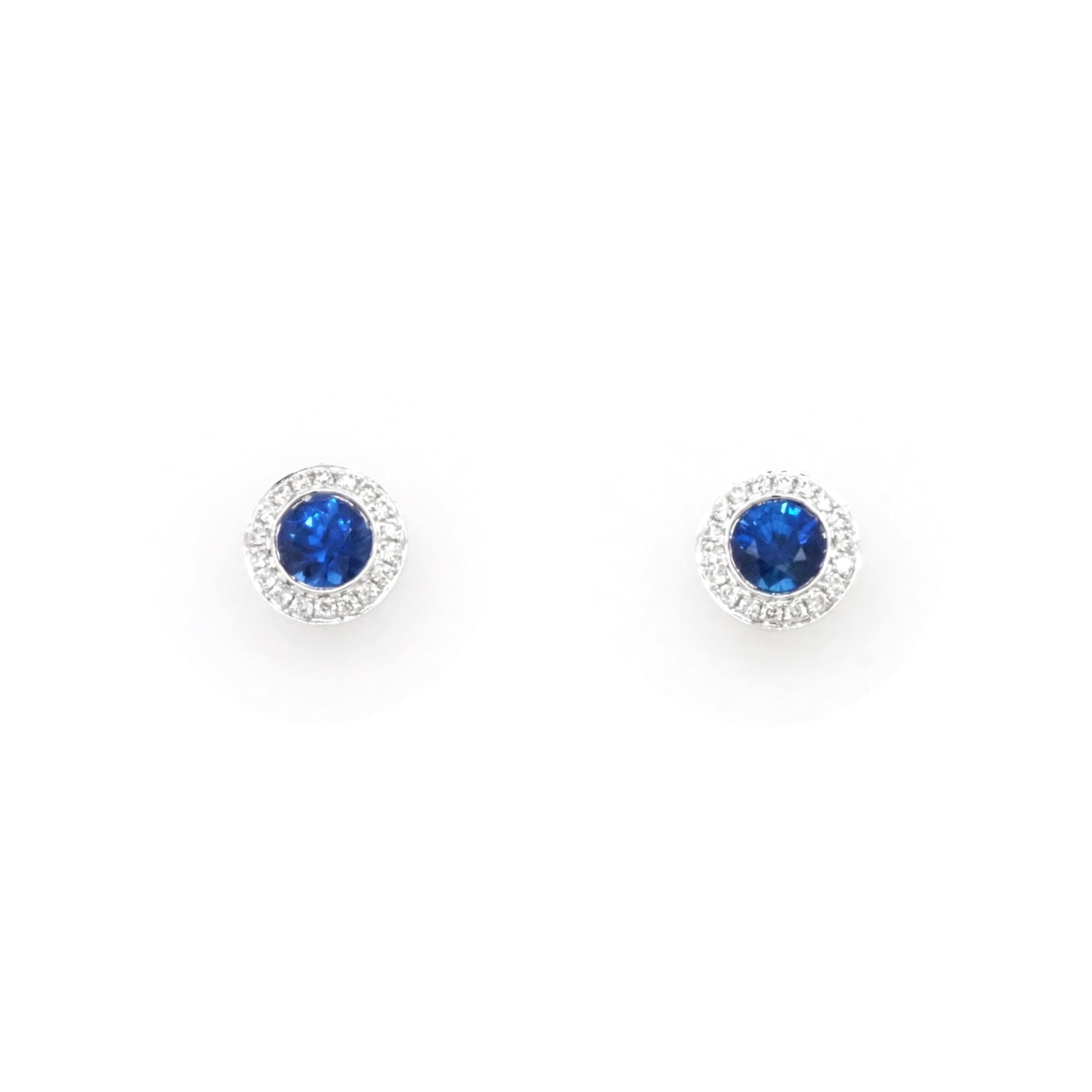 Ogden of Harrogate Jewellery 18ct White Gold Sapphire and Diamond Stud Earrings