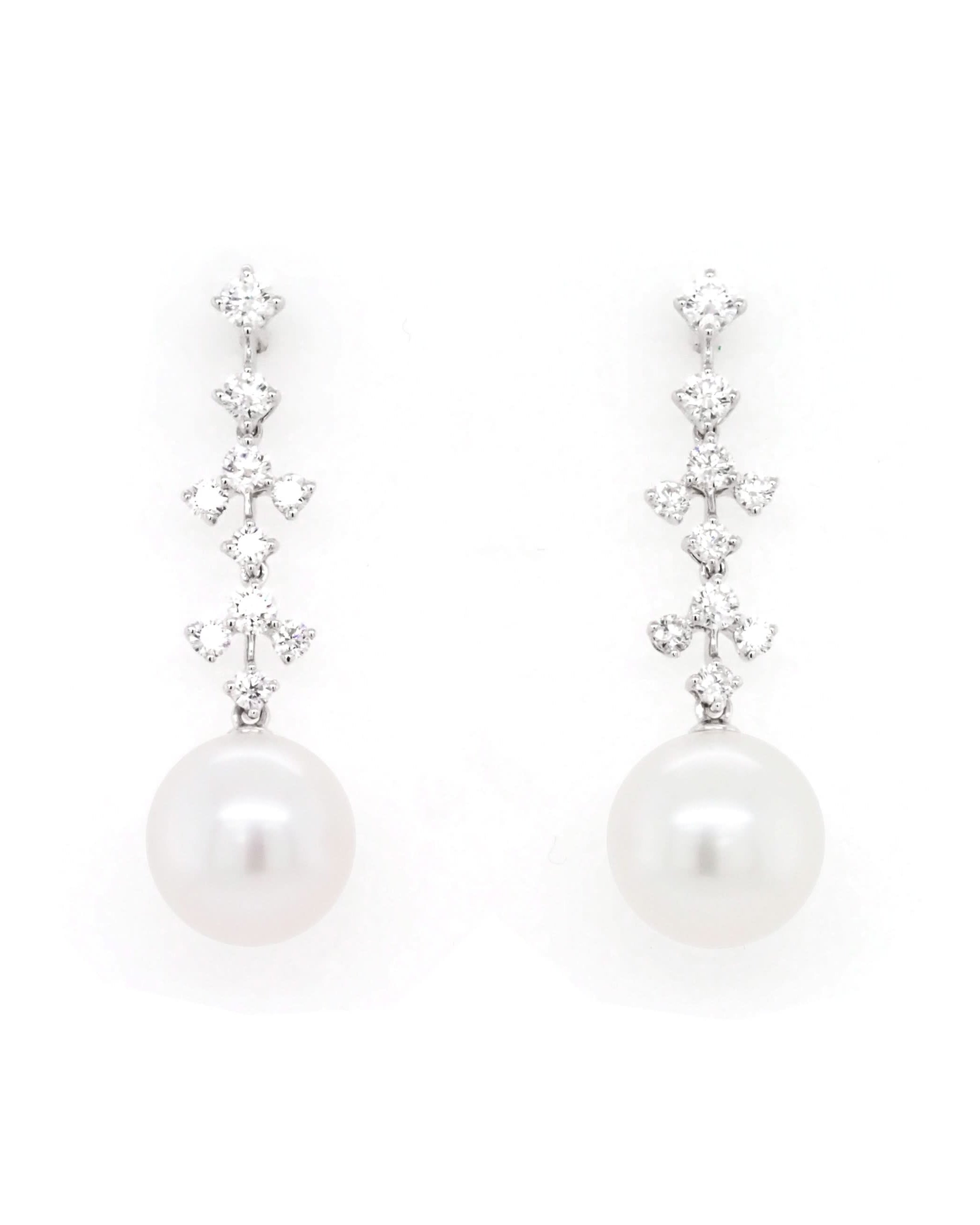 Ogden of Harrogate Jewellery 18ct White Gold South Sea Pearl and Diamond Earrings