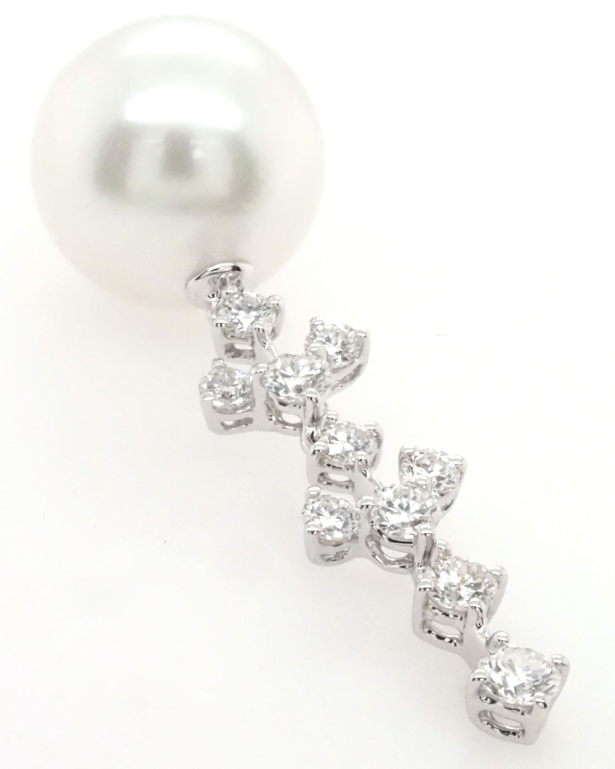 Ogden of Harrogate Jewellery 18ct White Gold South Sea Pearl and Diamond Earrings