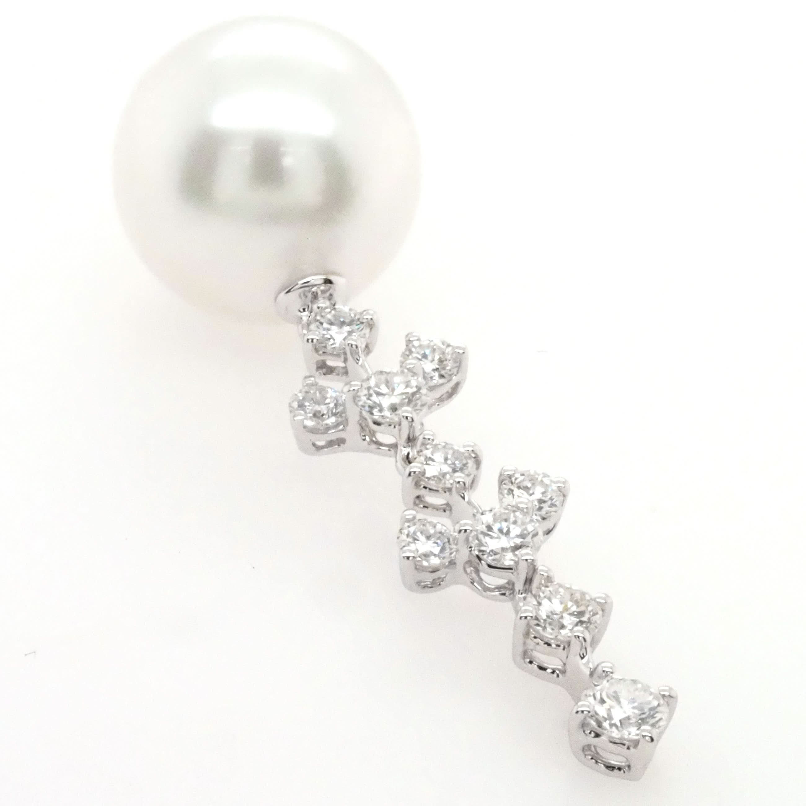 Ogden of Harrogate Jewellery 18ct White Gold South Sea Pearl and Diamond Earrings