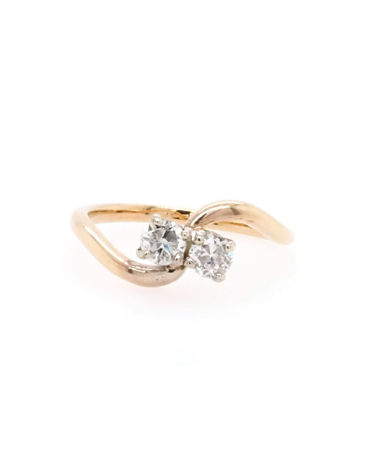 Ogden of Harrogate Jewellery 18ct Yellow Gold 2-Stone Diamond Crossover Ring
