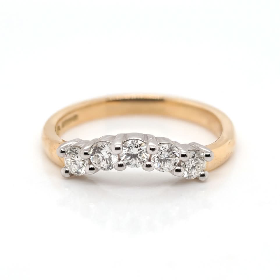 Ogden of Harrogate Jewellery 18ct Yellow Gold 5-Stone U-Shaped Diamond Half Eternity Ring