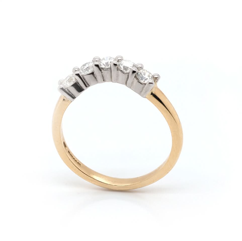 Ogden of Harrogate Jewellery 18ct Yellow Gold 5-Stone U-Shaped Diamond Half Eternity Ring