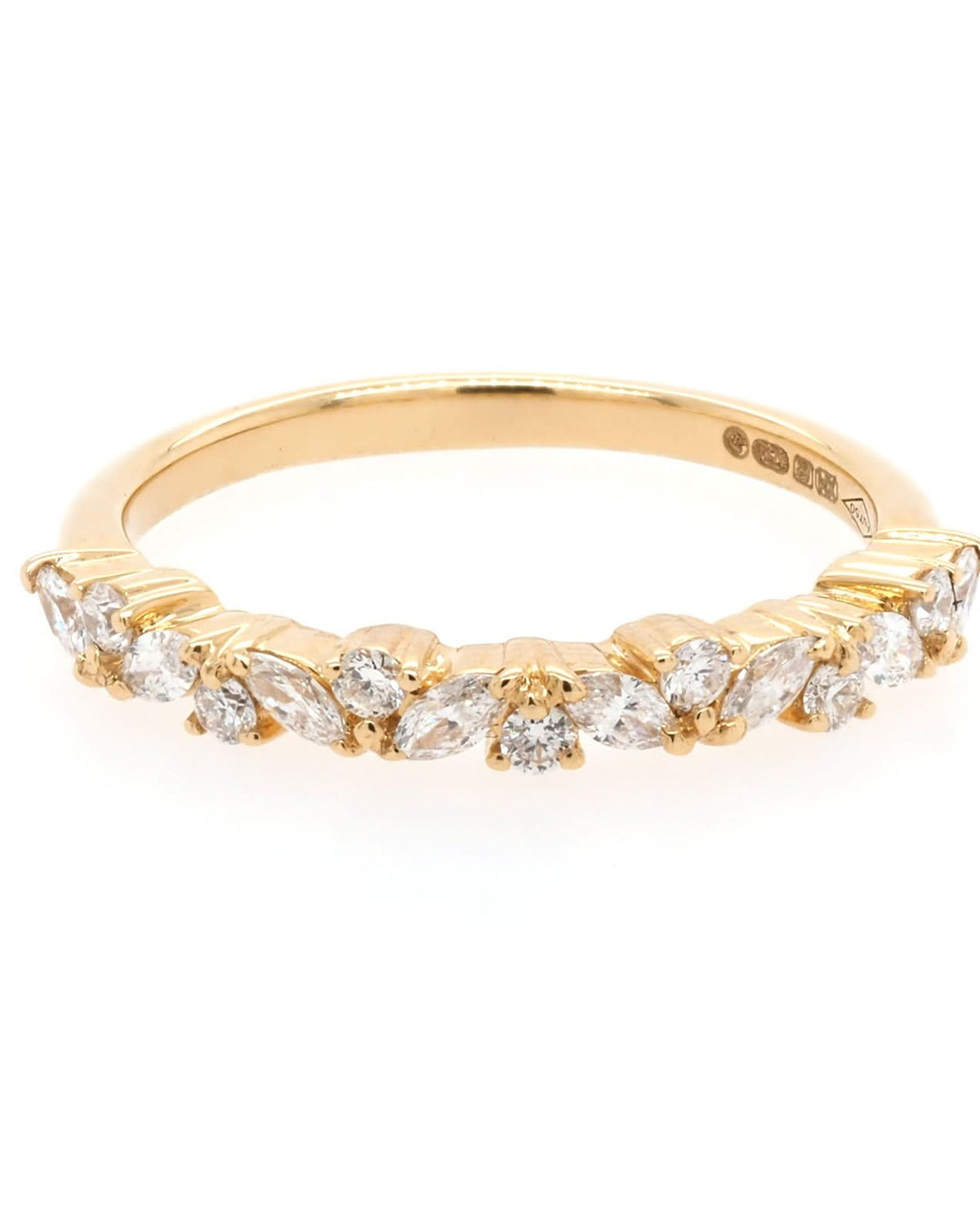 Ogden of Harrogate Jewellery 18ct Yellow Gold Alternating Diamond Half Eternity Ring, 0.39ct