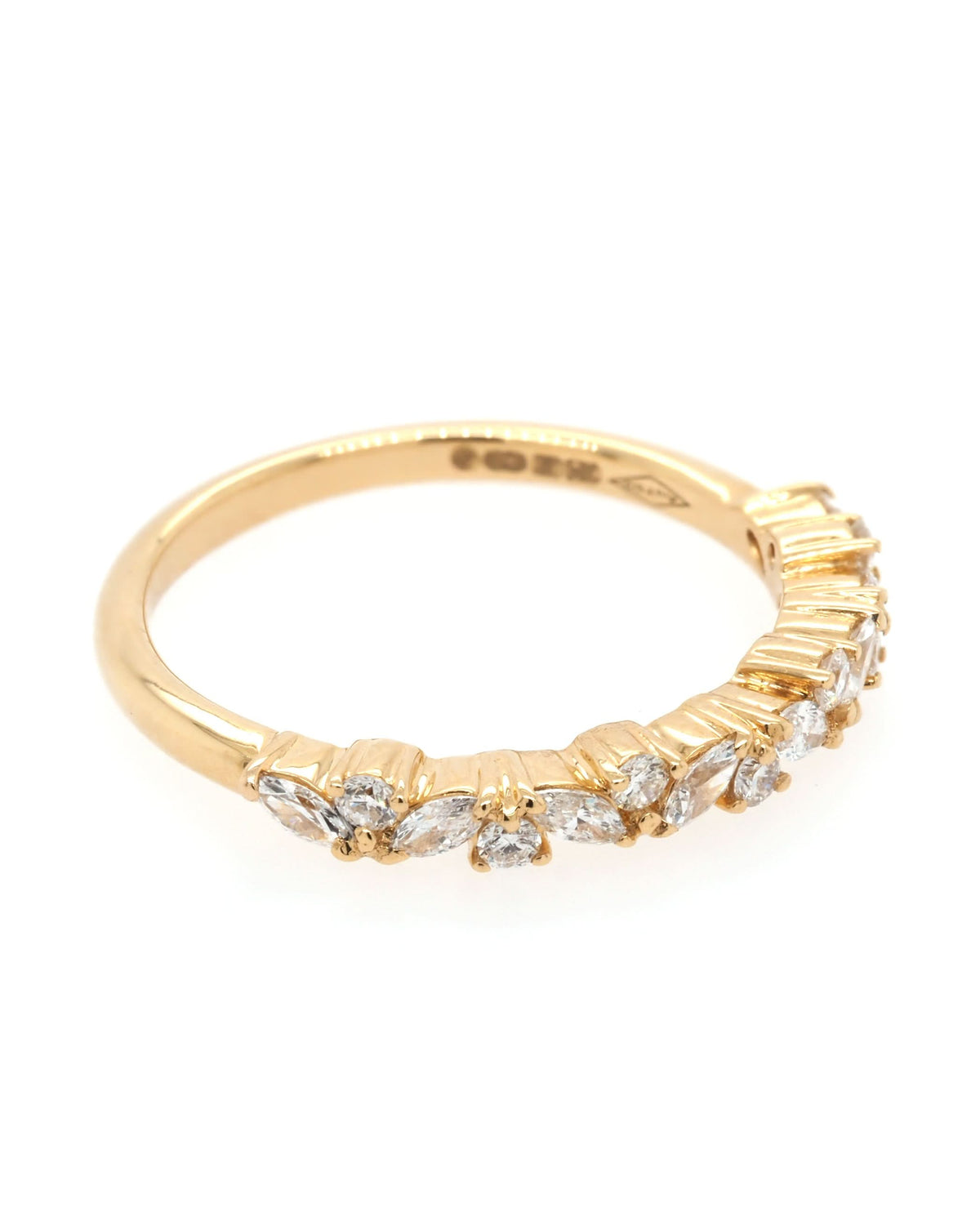 Ogden of Harrogate Jewellery 18ct Yellow Gold Alternating Diamond Half Eternity Ring, 0.39ct