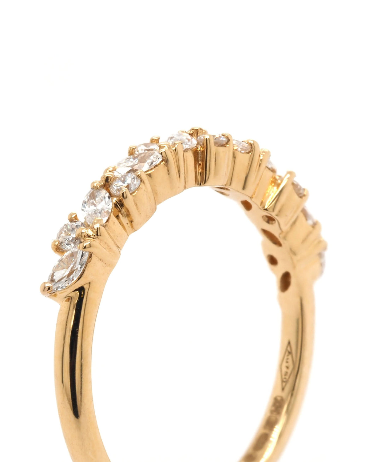Ogden of Harrogate Jewellery 18ct Yellow Gold Alternating Diamond Half Eternity Ring, 0.39ct