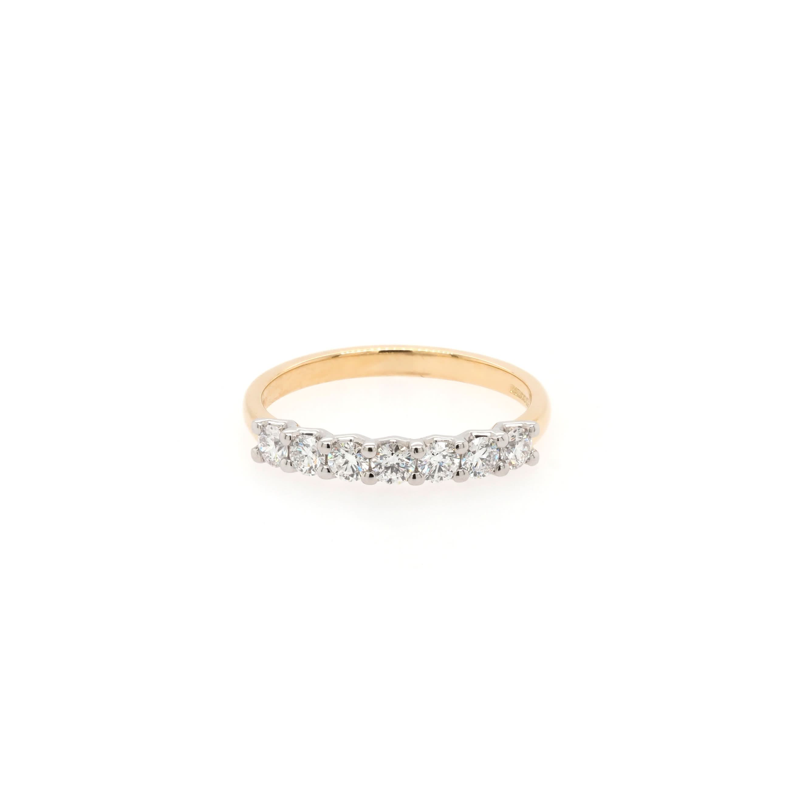 Ogden of Harrogate Jewellery 18ct Yellow Gold and Platinum Diamond Half Eternity Ring, 0.50ct