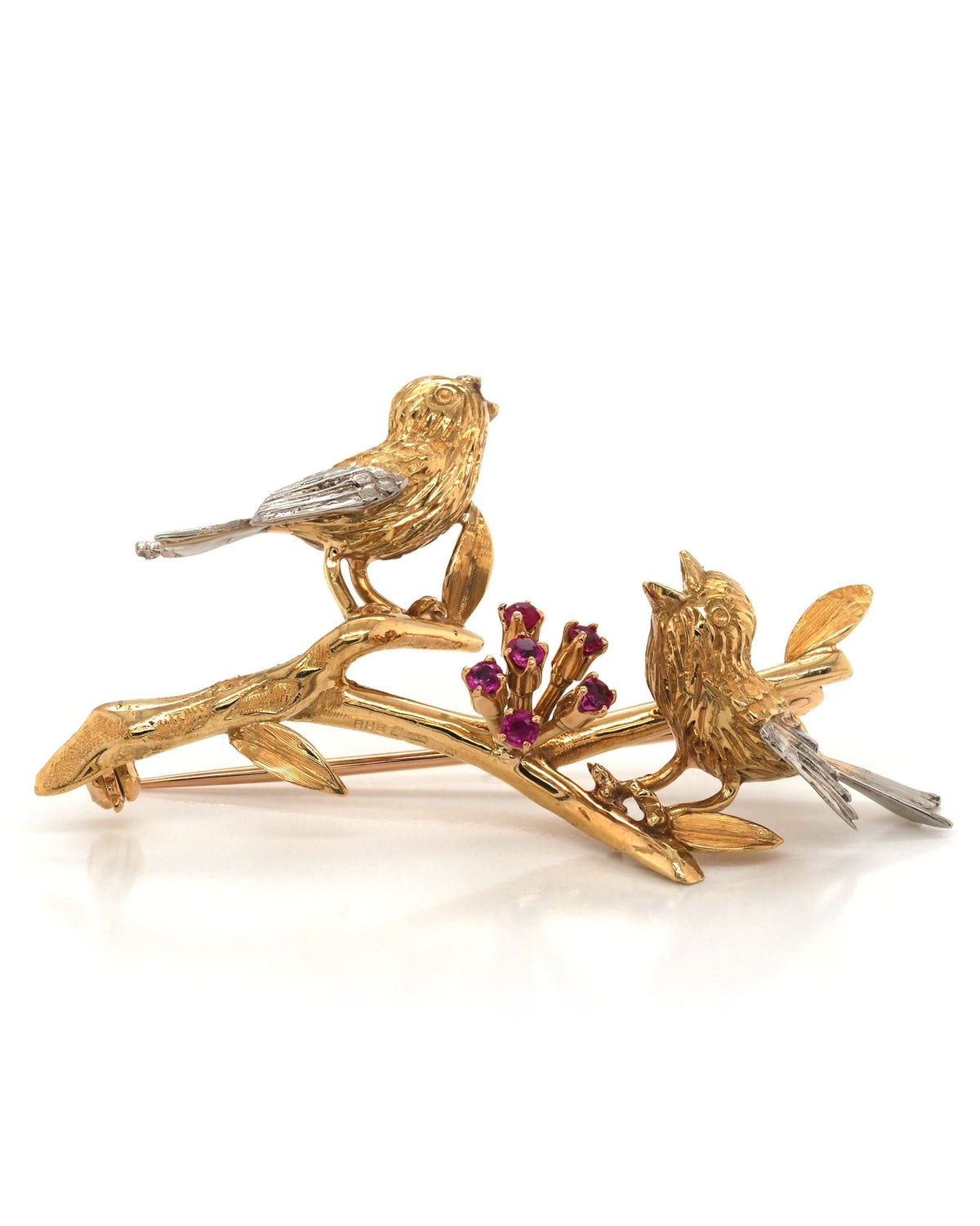 Ogden of Harrogate Jewellery 18ct Yellow Gold Bird Blossom Brooch
