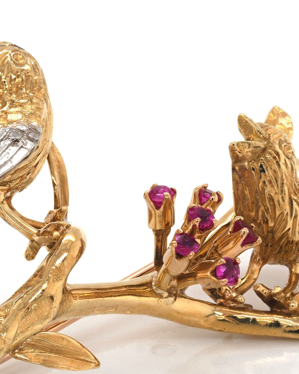 Ogden of Harrogate Jewellery 18ct Yellow Gold Bird Blossom Brooch