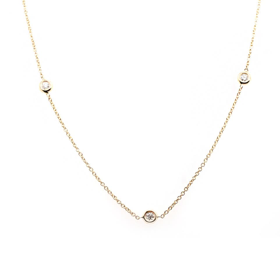 Ogden Of Harrogate Jewellery 18ct Yellow Gold Chain Necklace Set with Six Equally Spaced Diamonds