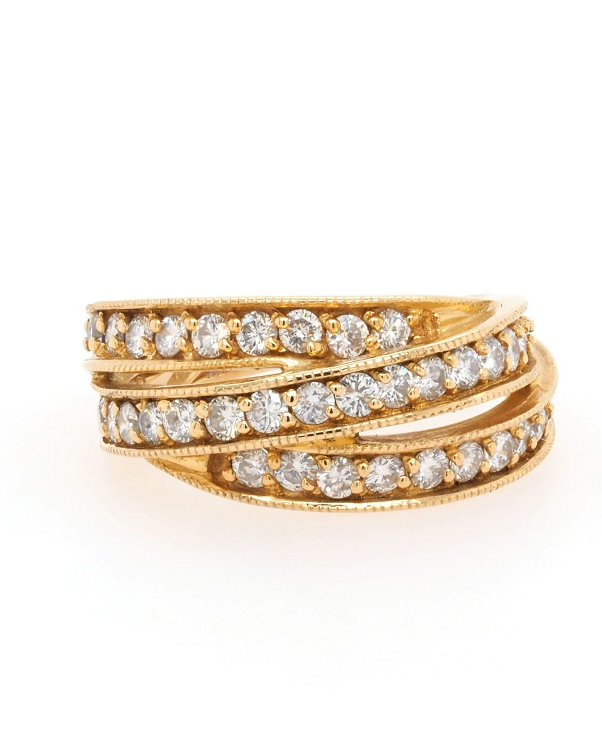 Ogden of Harrogate Jewellery 18ct Yellow Gold Channel-Set Diamond Triple Band Ring