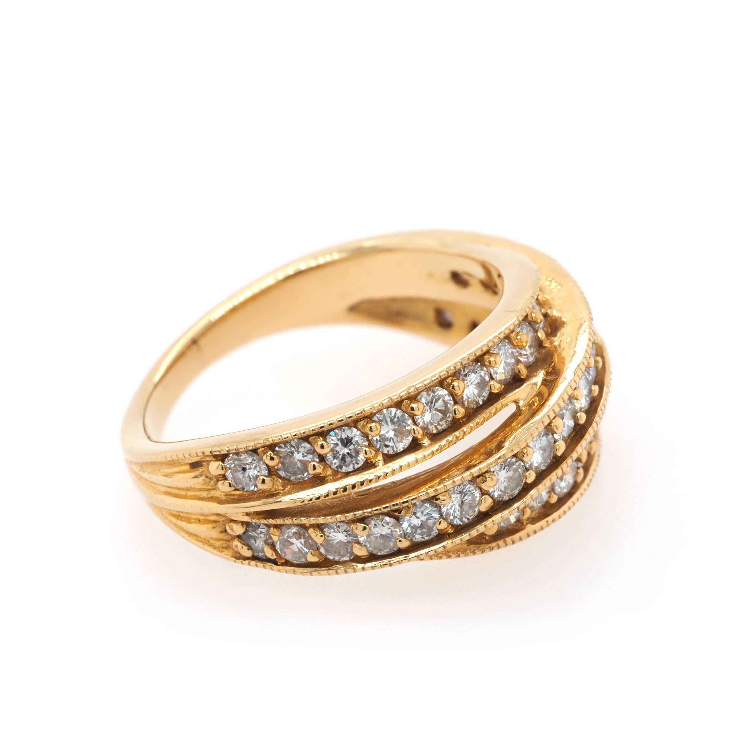 Ogden of Harrogate Jewellery 18ct Yellow Gold Channel-Set Diamond Triple Band Ring