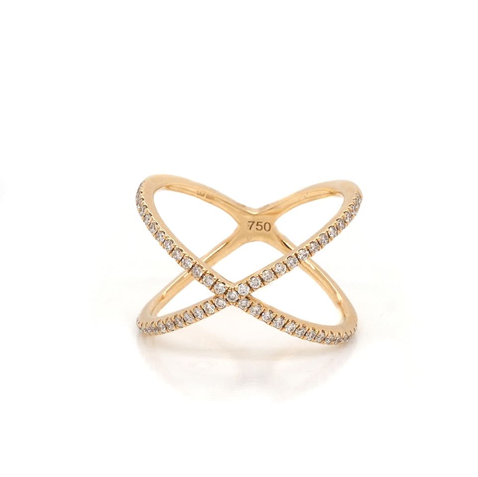 Ogden of Harrogate Jewellery 18ct Yellow Gold Diamond Double Cross Eternity Ring