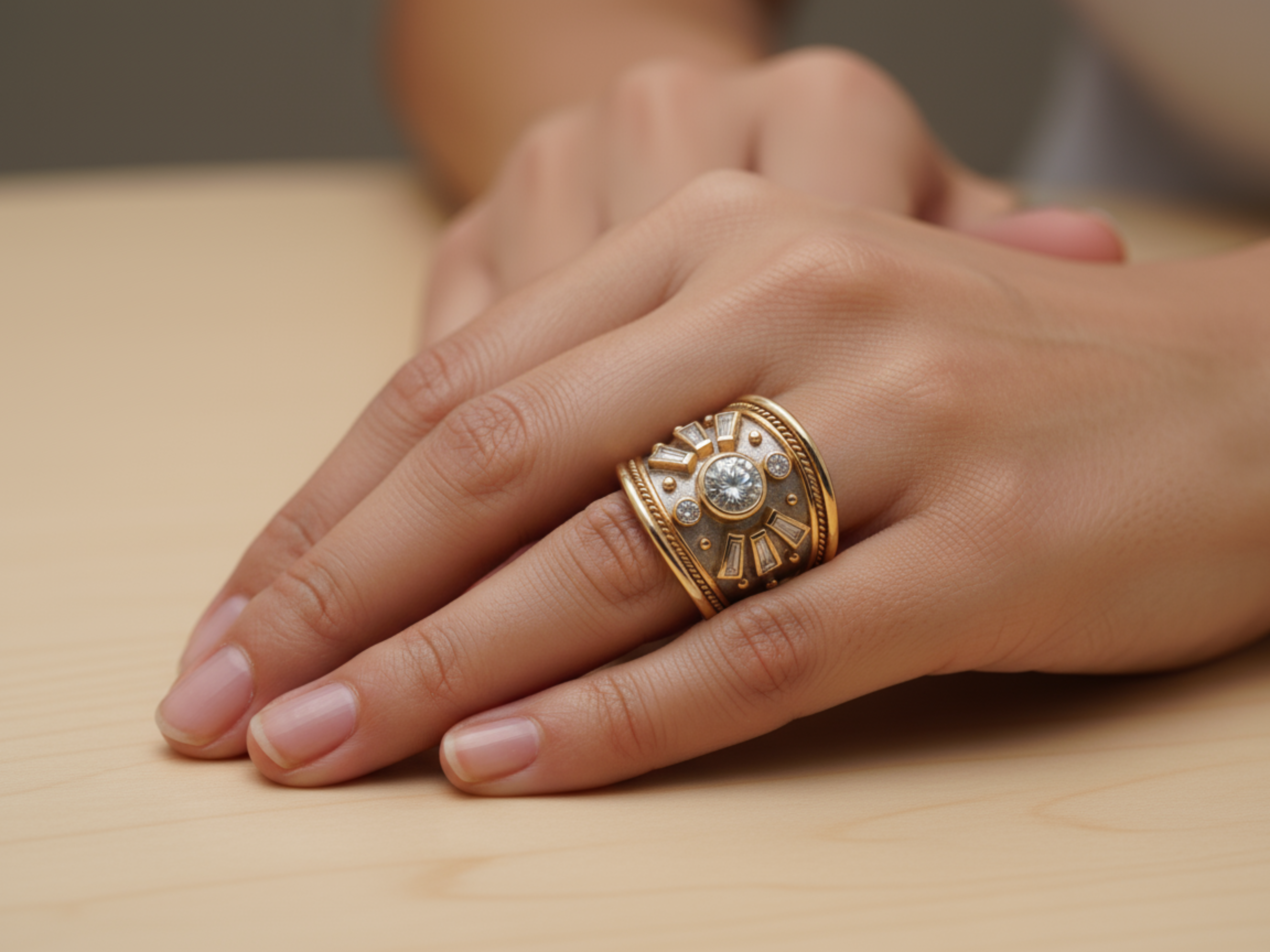 Ogden of Harrogate Jewellery 18ct Yellow Gold Diamond Elizabeth Gage Sunburst Motif Ring