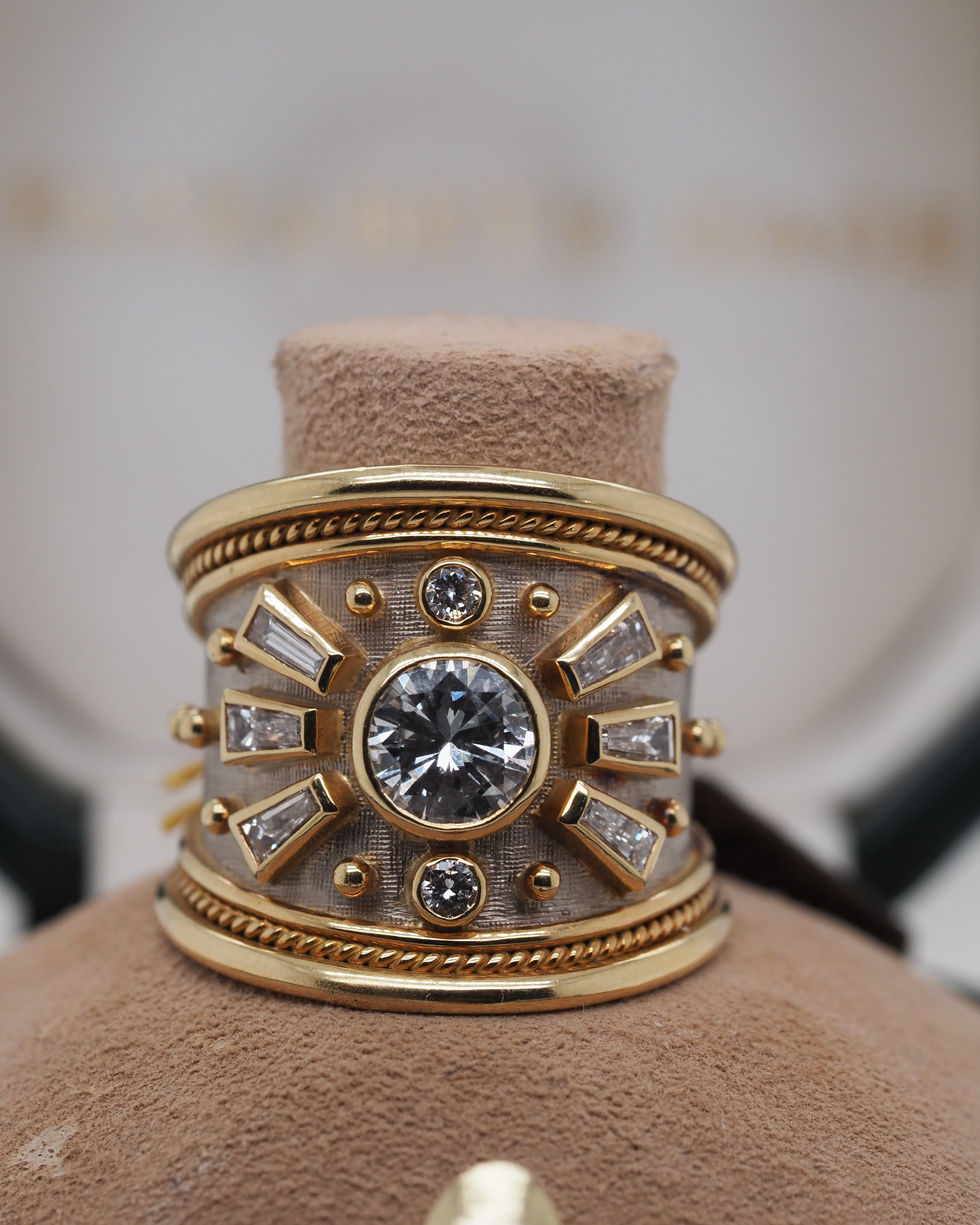 Ogden of Harrogate Jewellery 18ct Yellow Gold Diamond Elizabeth Gage Sunburst Motif Ring