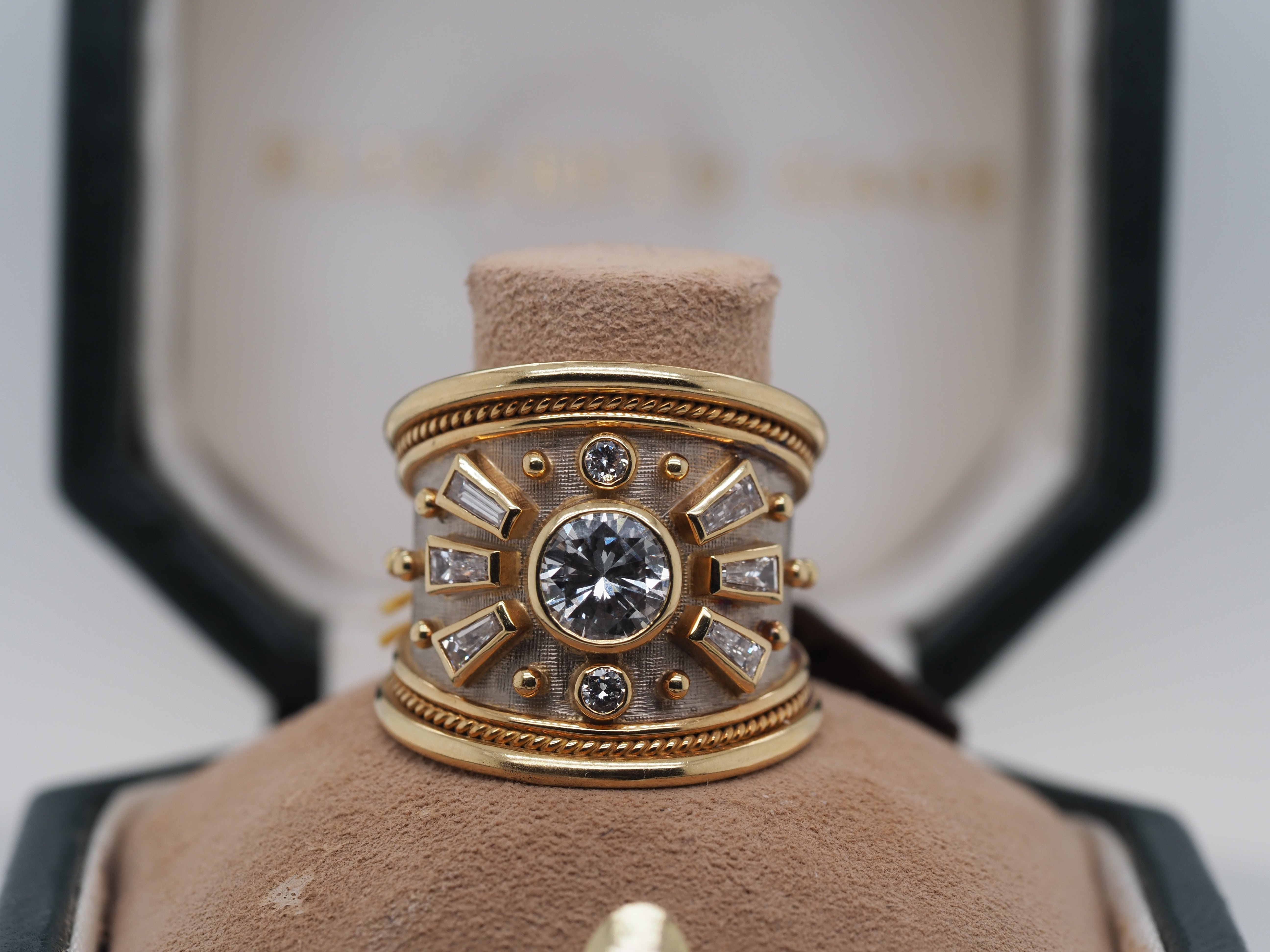 Ogden of Harrogate Jewellery 18ct Yellow Gold Diamond Elizabeth Gage Sunburst Motif Ring